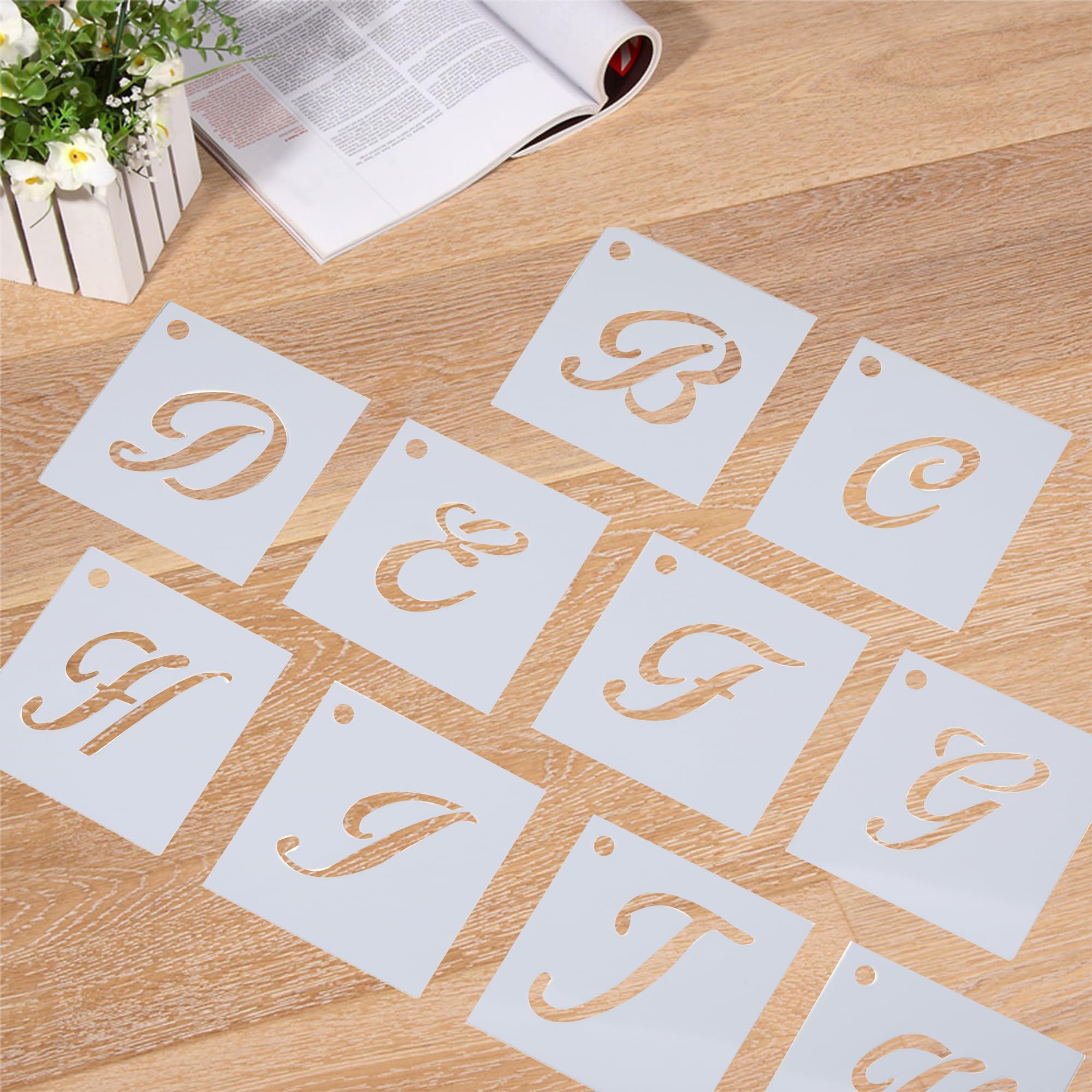 40 Stck Buchstaben Schablone 17,8 X 10,2 Cm  Wiederverwendbare  Malschablonen Fr Scrapbooking, Airbrush &