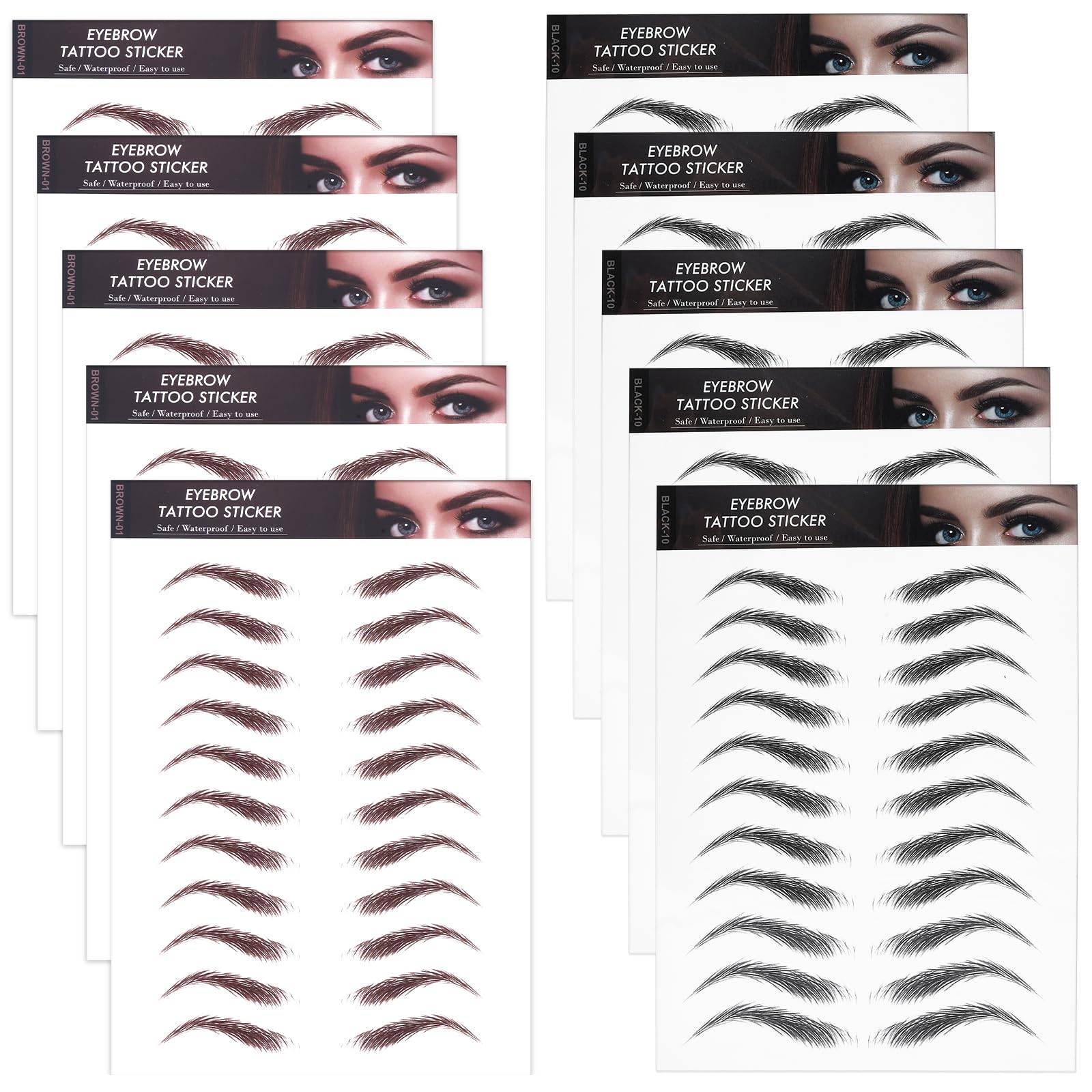 110 Pairs Eyebrow Tattoos Waterproof, Hair-Like Temporary Eye Brow Stencil Kits, Fake Eyebrow Transfers Stickers Peel off, Grooming Shaping Authentic Eyebrow Stickers for Women Girls