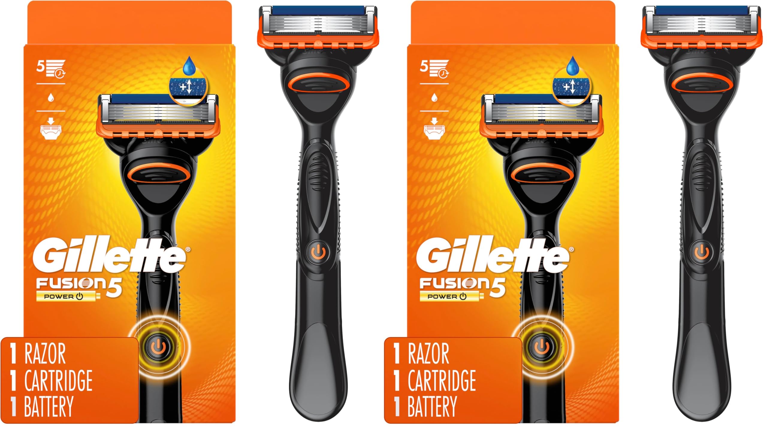 Gillette Fusion5 Power Razor for Men 1 Gillette Power Razor Handle 1 Blade Refill Pack of 2