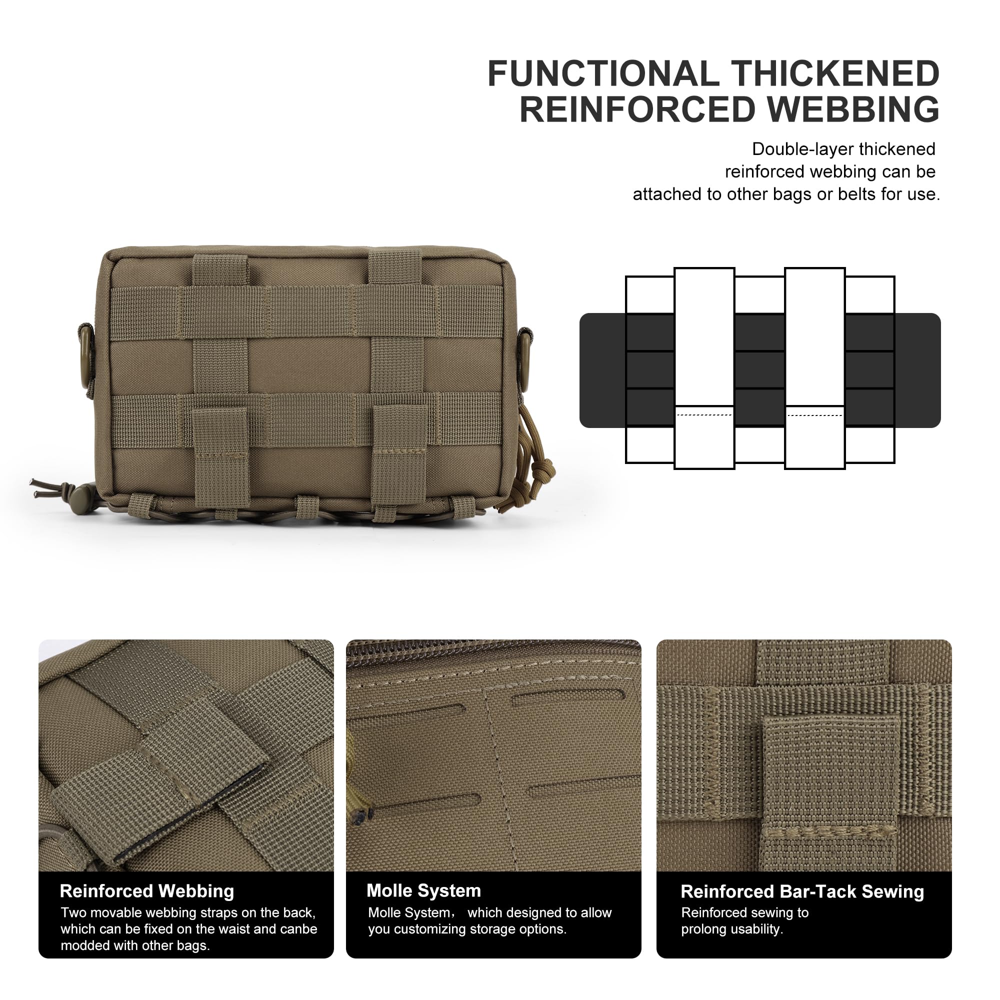 Mardingtop MOLLE Tasche, Universaler EDC Organizer Pouch Mit Abnehmbarem Insert Und Schultergurt Für Taktische Ausrüstung, Laufen, Radfahren, Camping Und Outdoor Aktivitäten