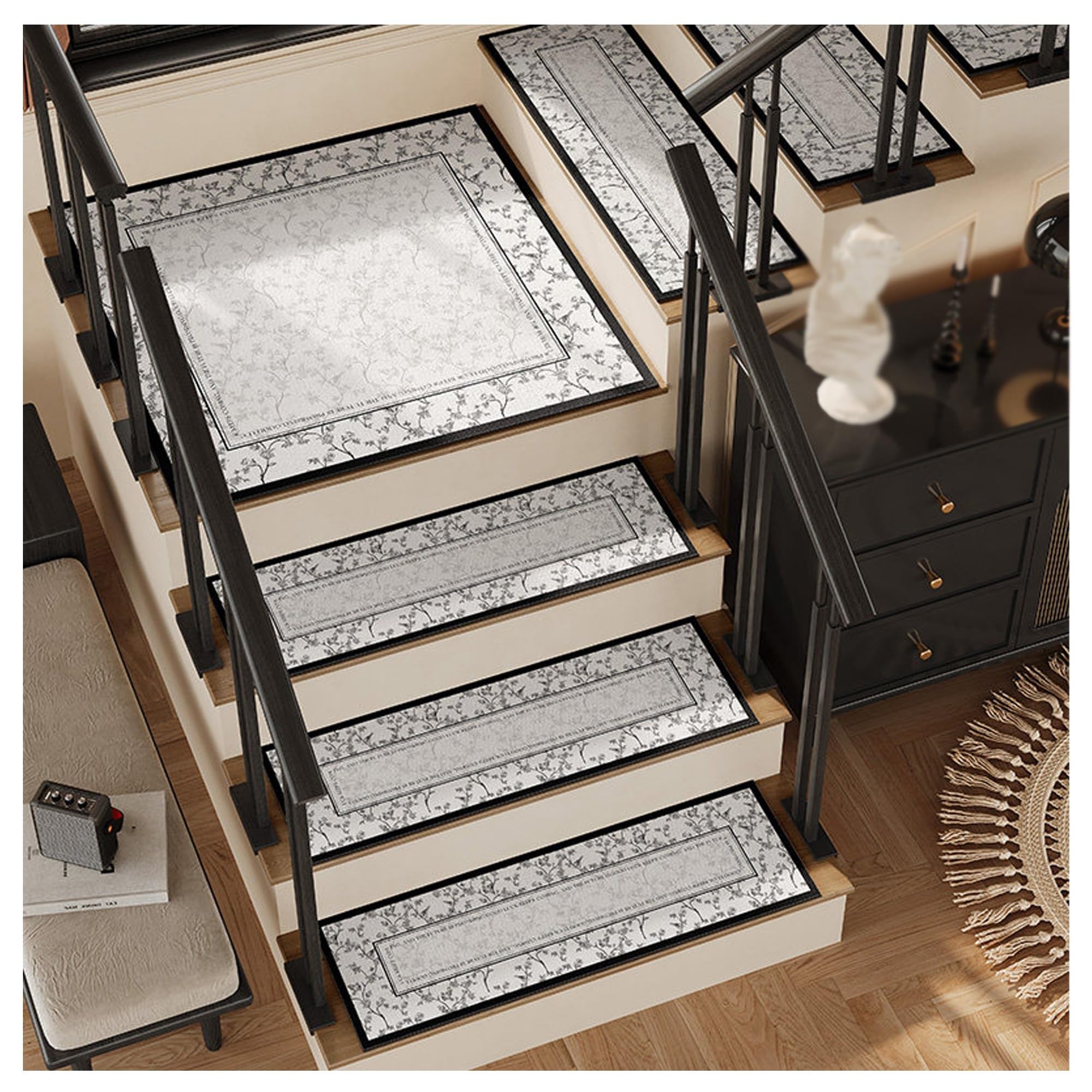 YDHSIKK Carpet Stair Treads, 1pc Peel And Stick Non Slip Stair Treads Indoor For Wooden Steps Multiple Sizes(Size7,1.0x3.3ft/30x100cm)