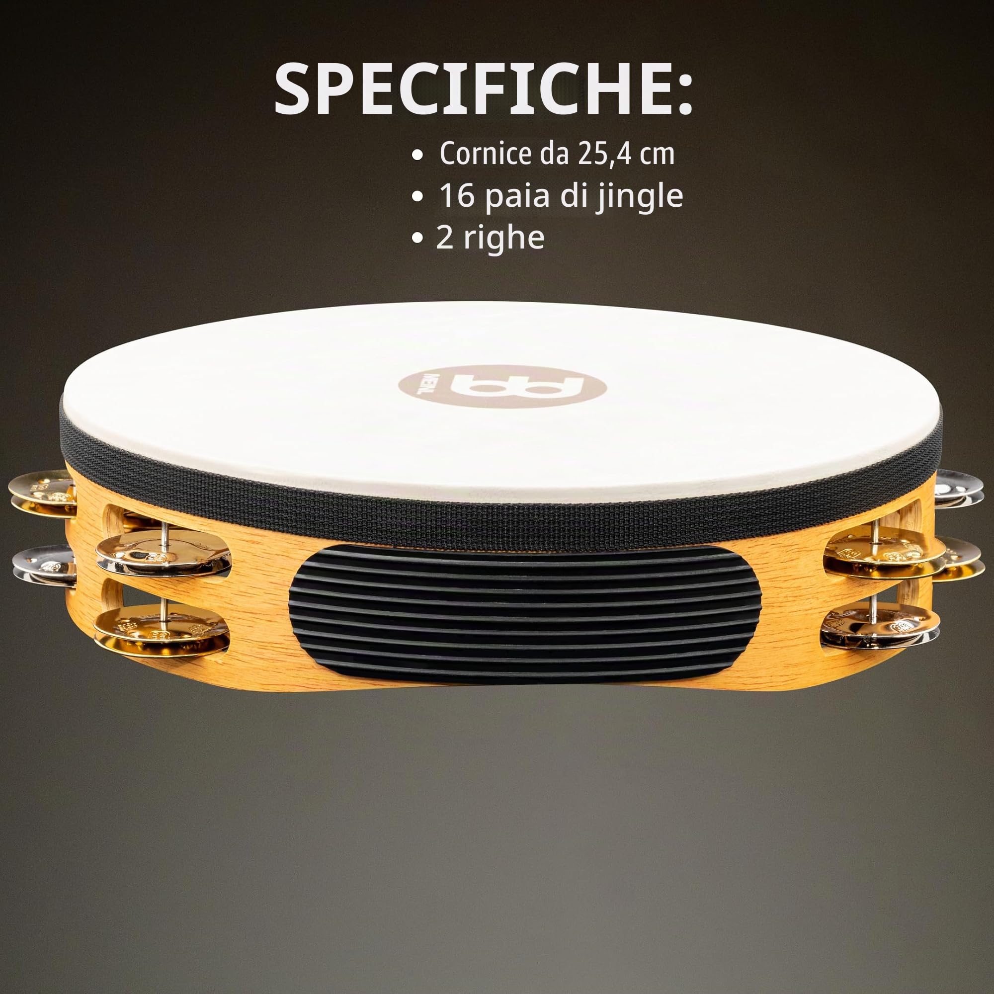 Meinl Percussion - Combo con tamburello da Registrazione - 25,4 cm (10"), 2 file di Cimbali (TAH2M-SNT)