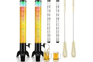 2PCS Drink Tower, 3L Mimosa Tower Dispenser With Ice Tube and Led Light