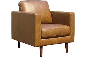 Rivet Revolve: Sophisticated Leather Armchair with Tapered Grace