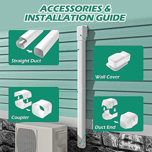 Miniatura 6 de Mini cubierta de línea dividida: 4 '' 7.5 pies línea ocultar para aire acondicionado mini split central AC HVAC - cubierta de tubería decorativa