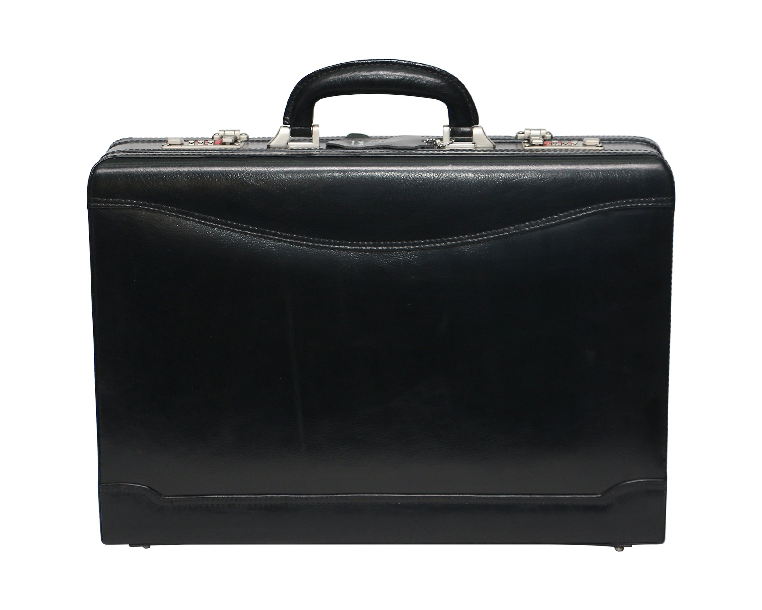 Pure Leather Briefcase for Men Women Office Bag Expandable Suitacase with Number Lock Laptop Briefcase Bag Black Color-image-45