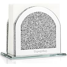 Top-spring Crystal Napkin Holder for Table, Silver Upright Napkin Holders for Kitchen, Standing Napkin Dispenser for Kitchen Dining Room Party Cocktail Outdoor Use