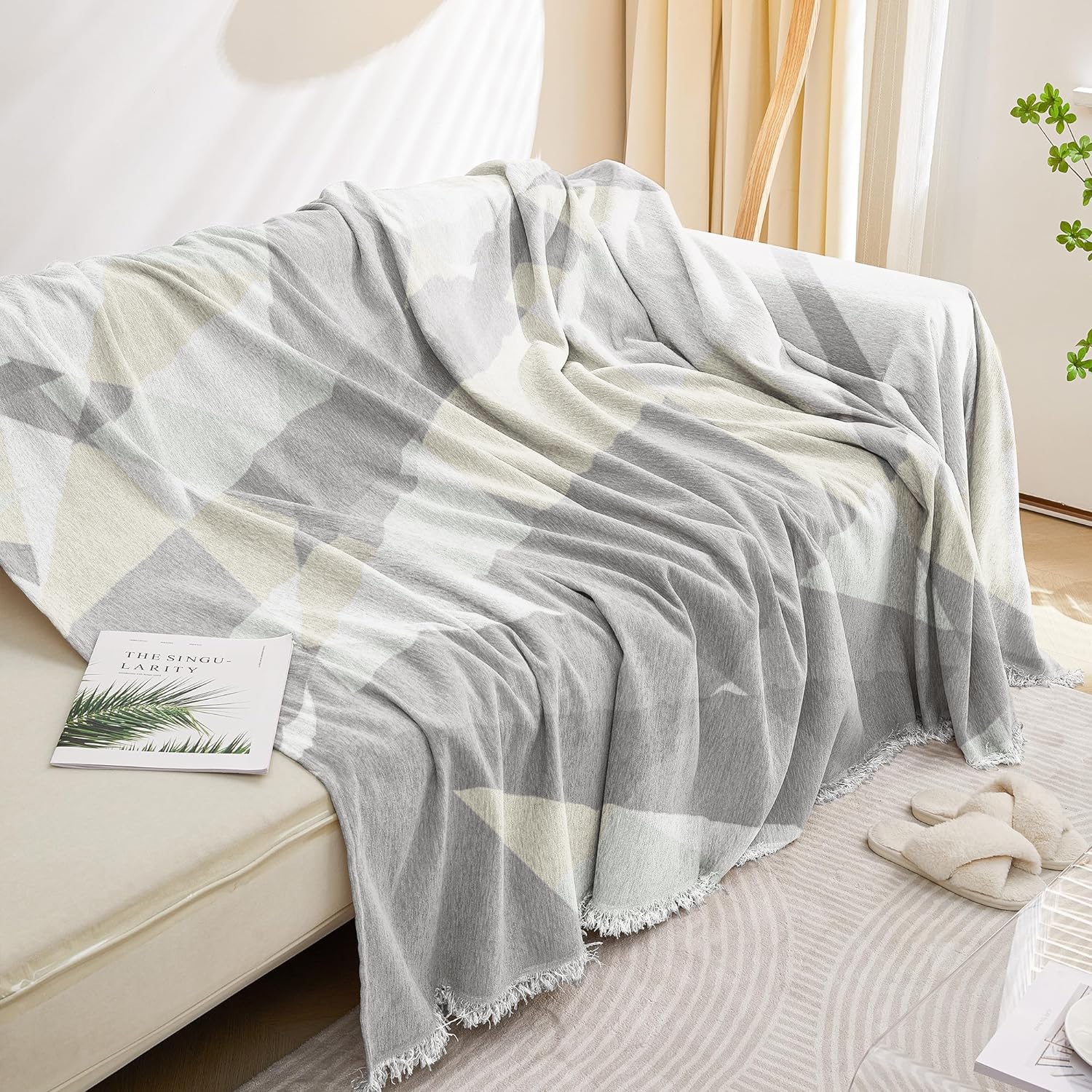 Lukzer Chenille Sofa Throw Blanket - Super Soft & Cozy -11