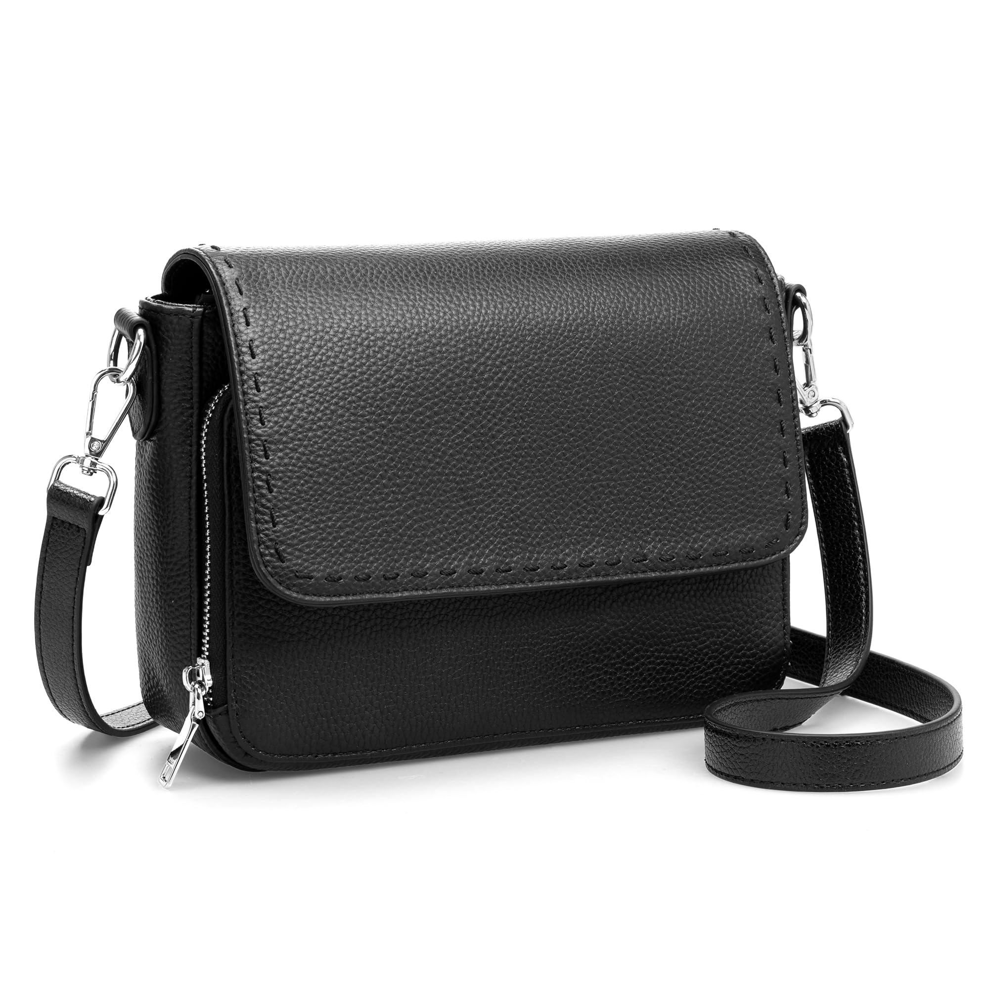 befen Genuine Leather Crossbody Bags for Women Medium Purse with Built in RFID Wallet Womens Soft Cross Body