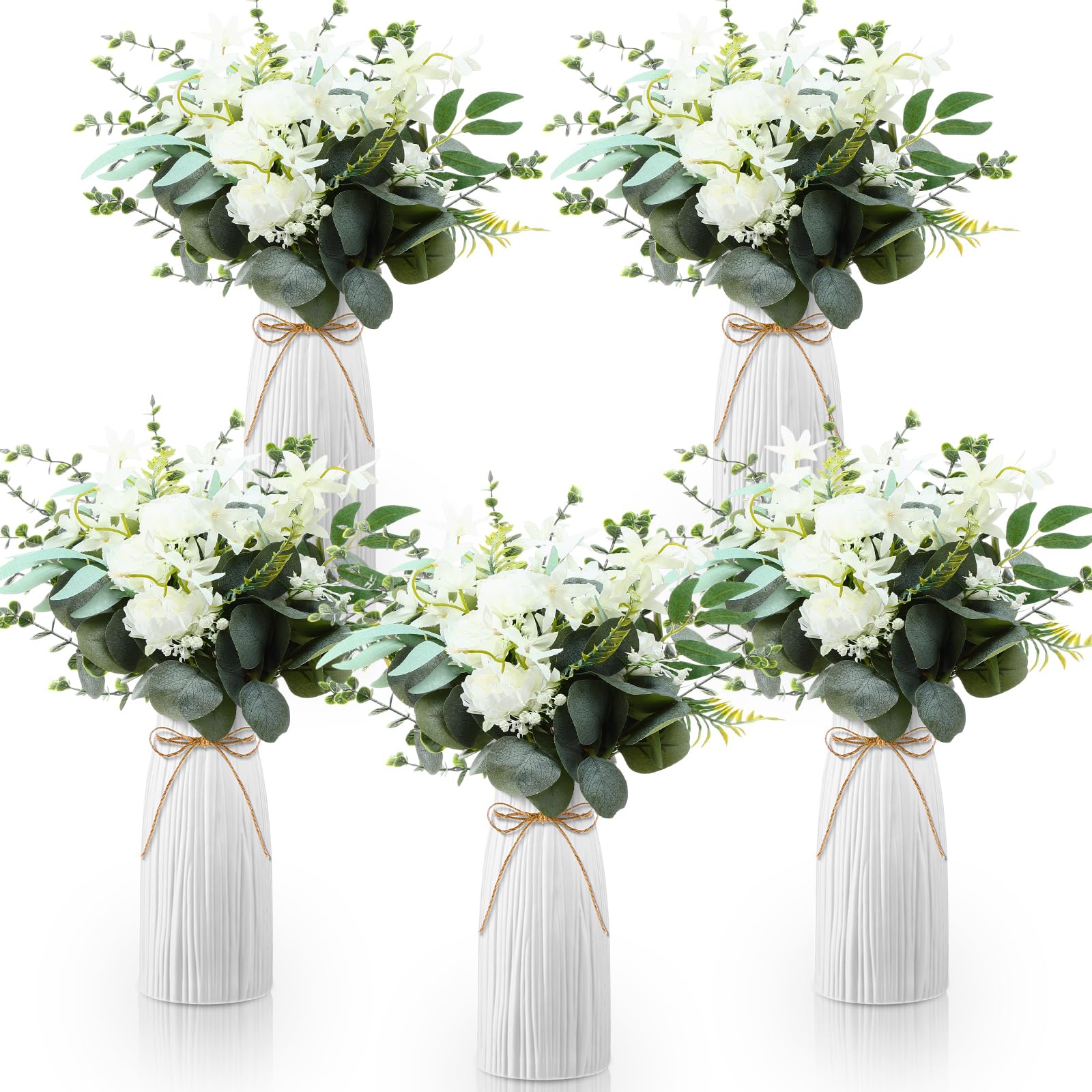 Fleurs artificielles pour décoration sans entretien avec roses de soie et vases inclus