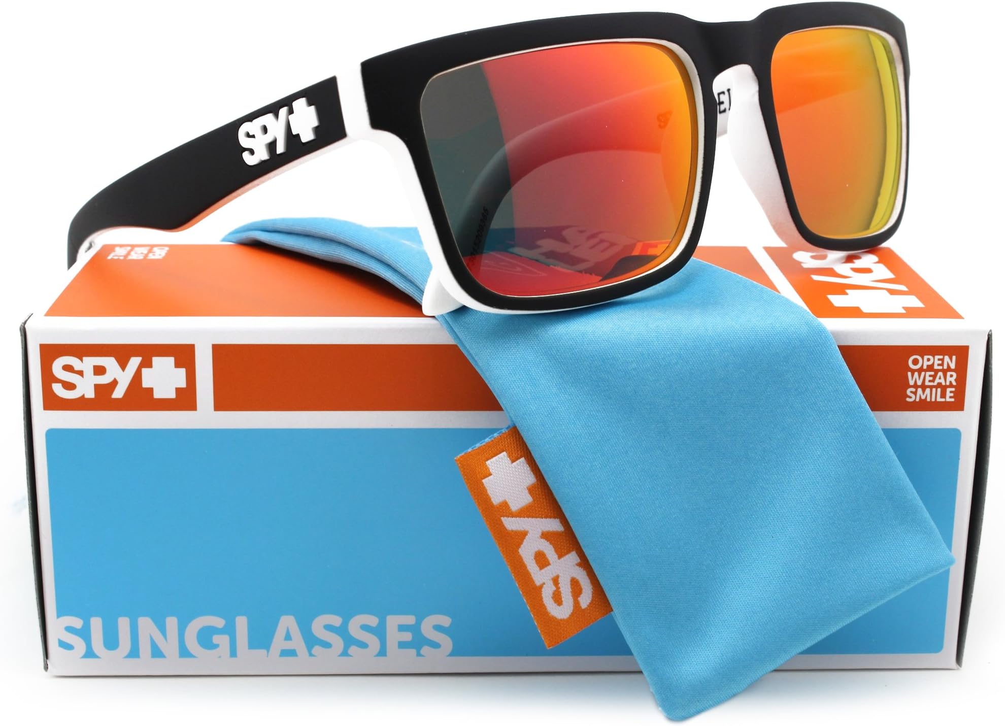 SPY Optic HELM Sunglasses Whitewall w/Red Spectra 57mm 673015209365 Authentic