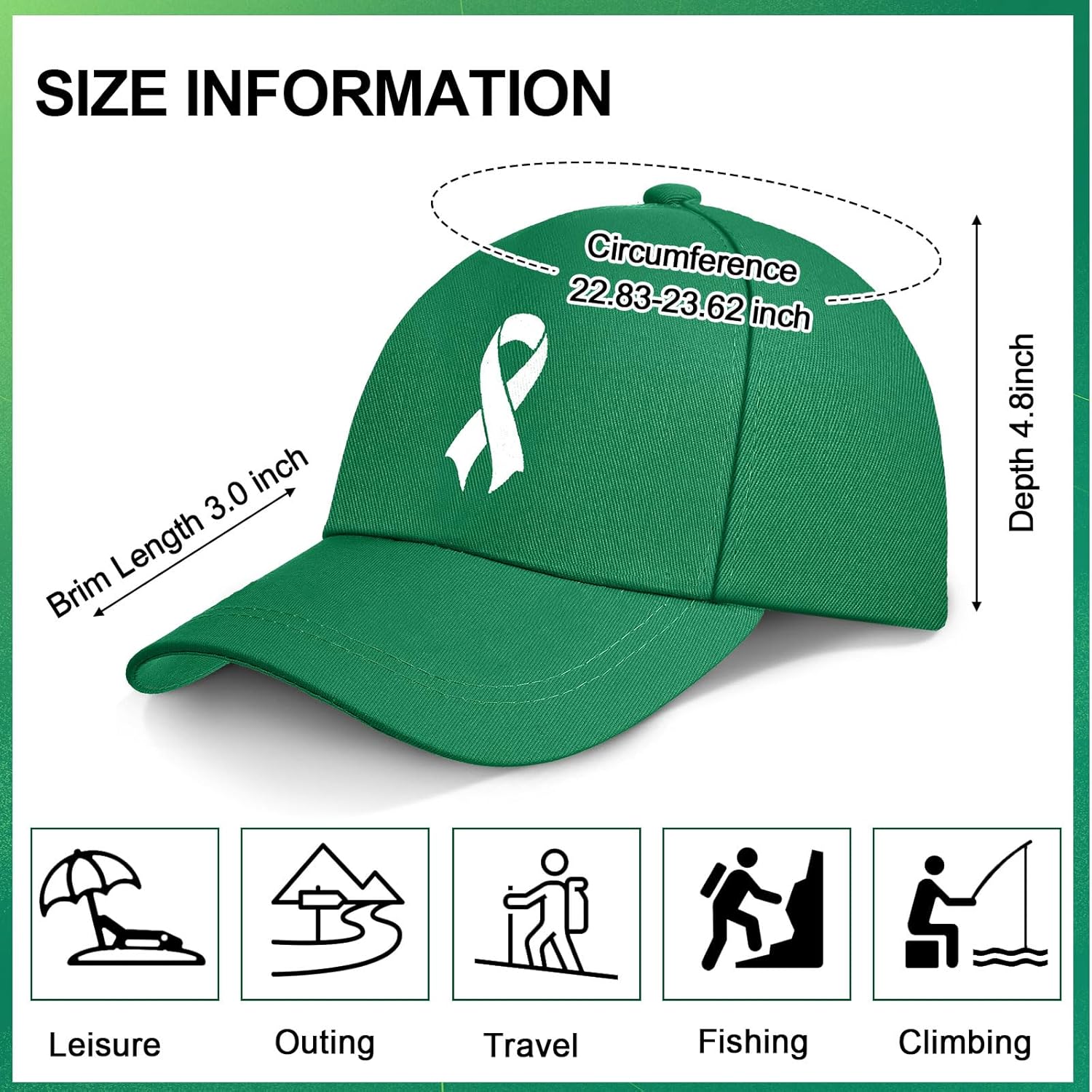 15 Pcs Mental Health Awareness Baseball Cap Green Ribbon Trucker Hats for Mental Health Lymphoma Awareness Suicide Prevention