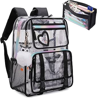 Clear Backpack Heavy Duty Transparent Bookbag With Lock Fit 15.6 Inch Laptop Women Large See Through I.981820681 - View #7