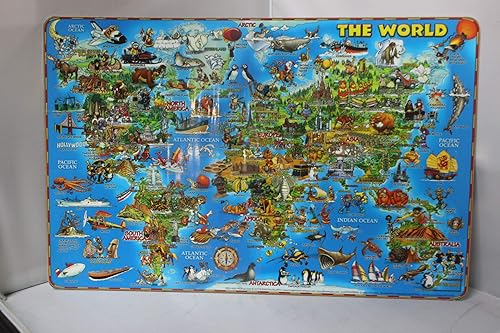 Waypoint Geographic - Mapa del lugar ilustrado del mundo, mapas estéticos de lugares para aprendizaje y decoración del hogar, manteles individuales