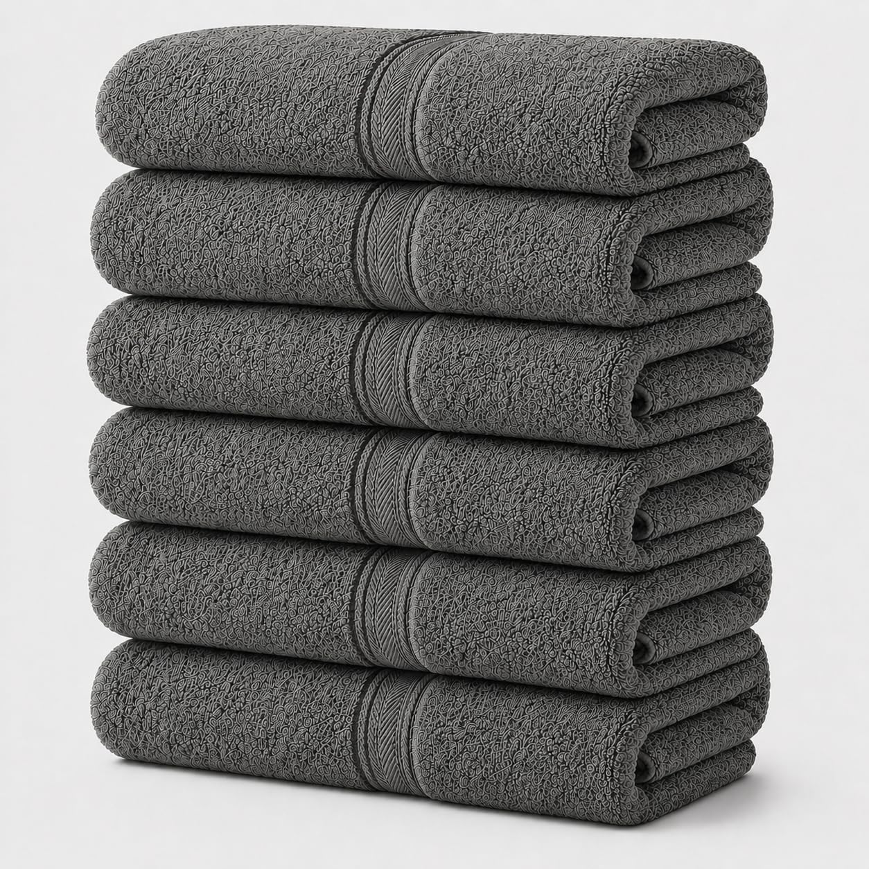 Terry Bath Sheet Set of 6 Black Color Bath Towels Set 35x70 Inches, 100 Combed Long Staple Cotton Highly Absorbent Ultra Soft Oversized Large Luxury Hotel & Spa Quality Bathroom Towels Set