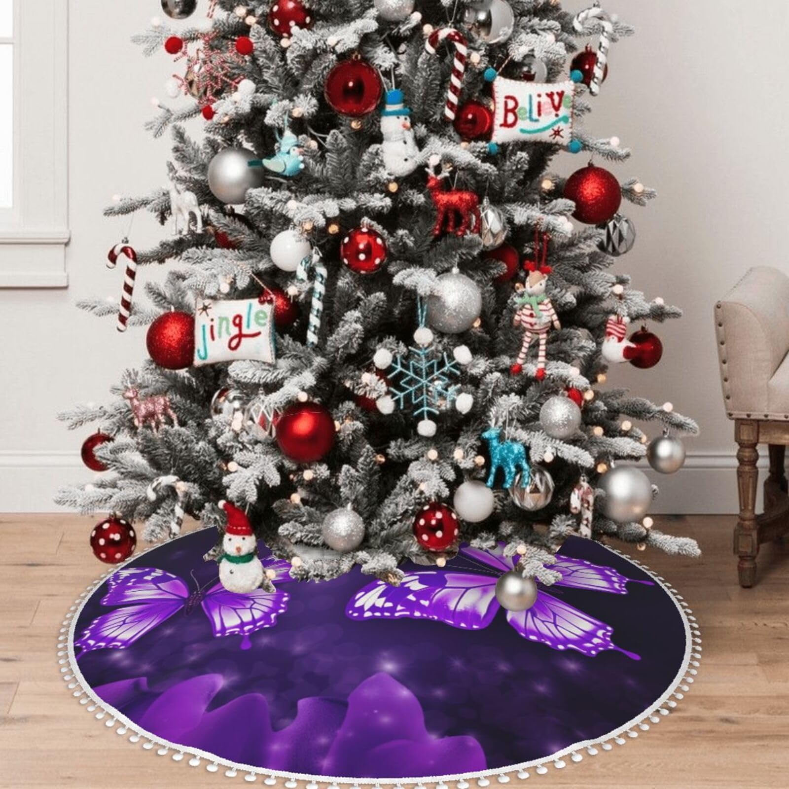 Jupe de sapin de Noël double couche pour masquer les pieds laids