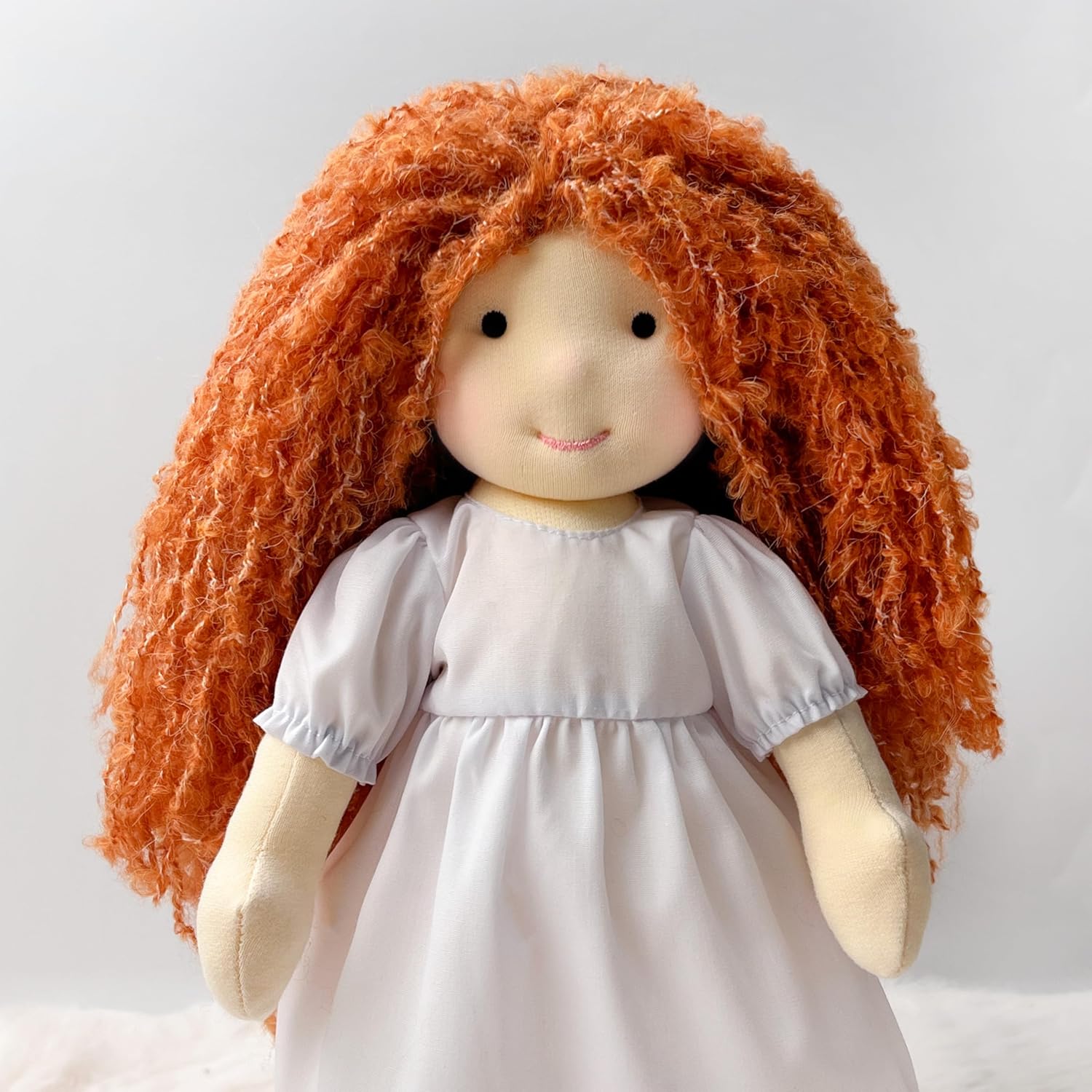 BlissfulPixie Wigs for Waldorf Dolls,Tangerine Orange Wool Curls,10-inch Doll Wig,Soft Wig Hair for DIY Doll Wigs,Doll Wigs for Head Circumference 23-26cm