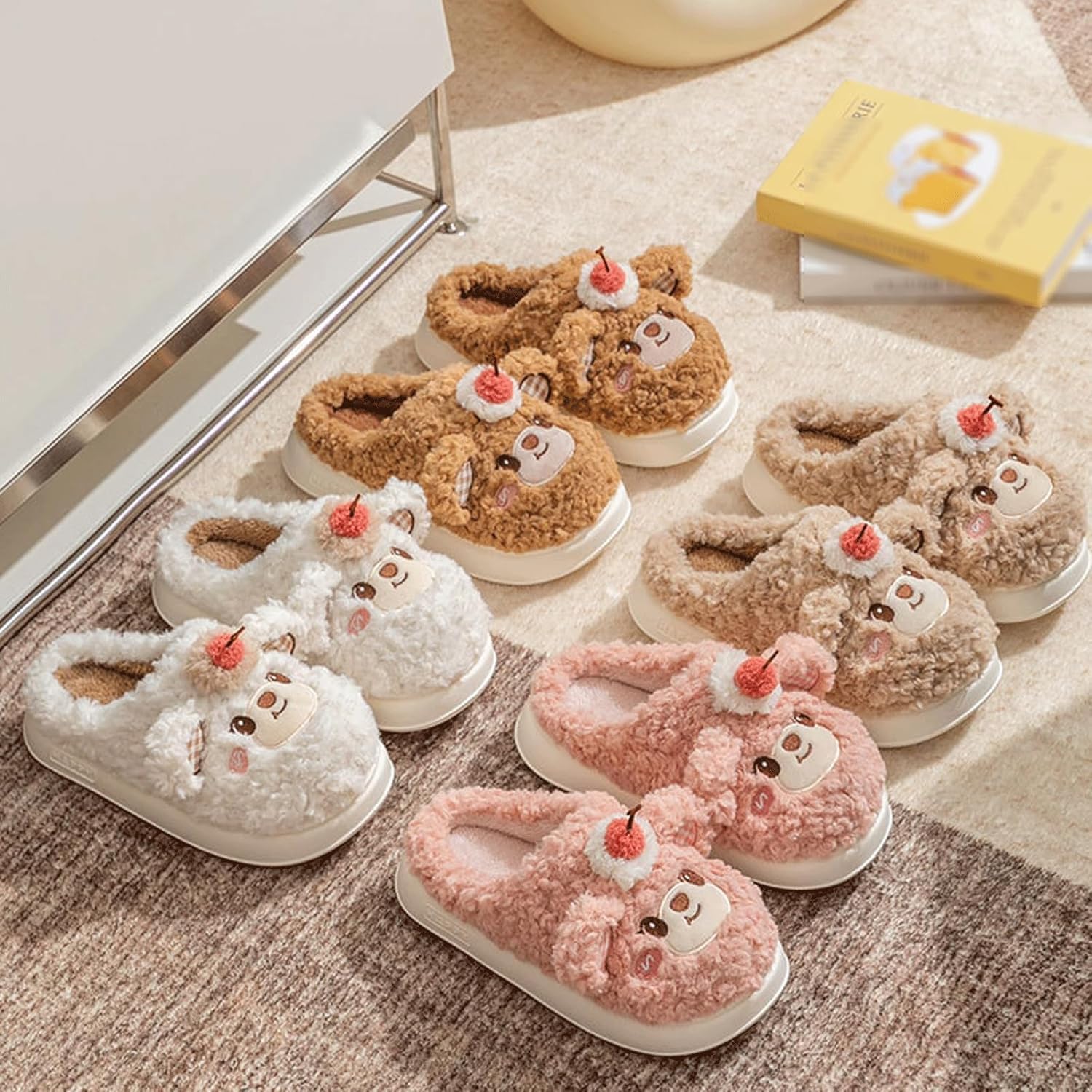 Genérico Pantuflas De Algodón con Estampado Animal, Cálidas Y Antideslizantes, De Felpa Suave, Aptas para Uso En Interiores Y Exteriores, Regalo Ideal para Otoño E Invierno (Brown 36 EU)