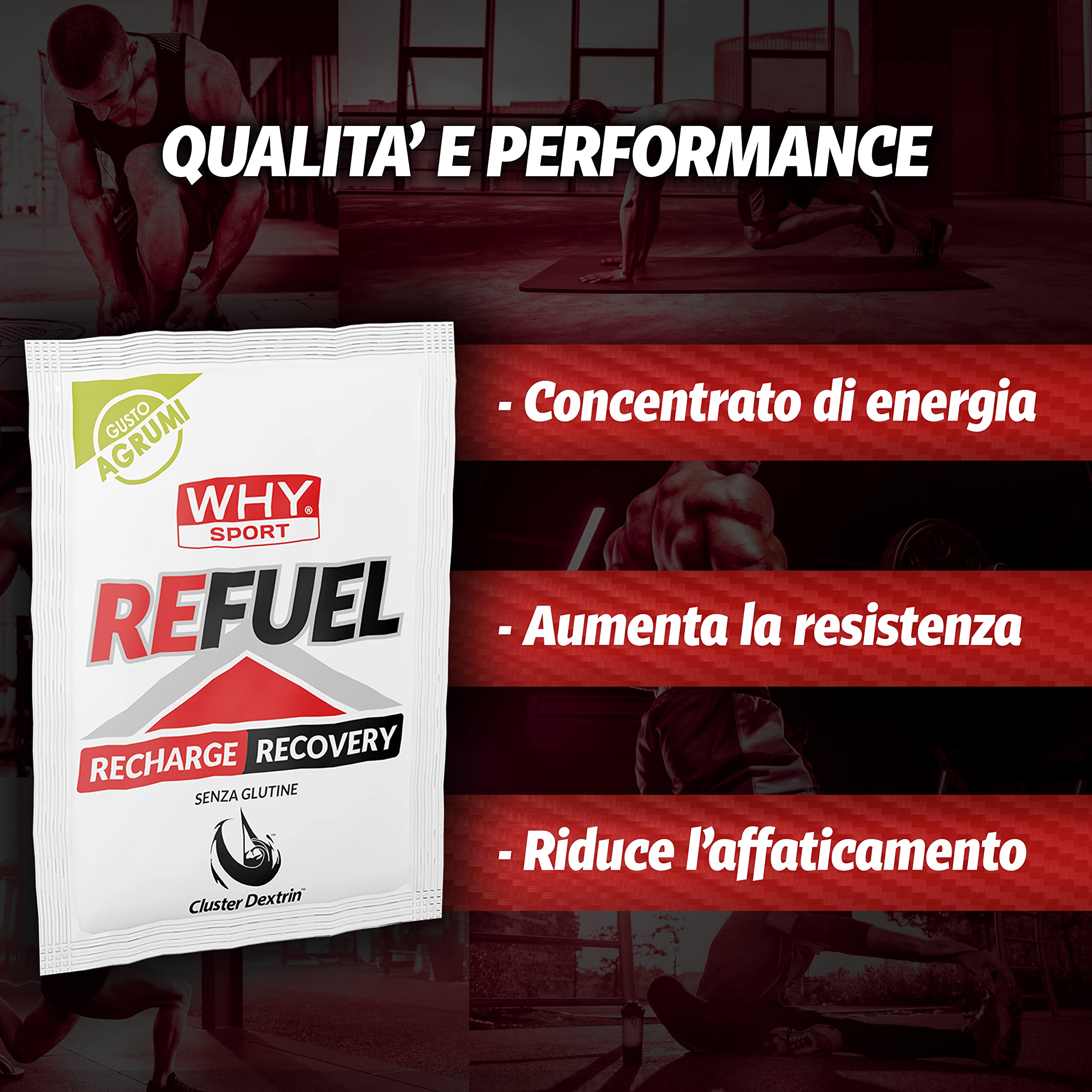 WHY SPORT REFUEL - Integratore Alimentare Energetico a Base di OKG - Aminoacidi - Vitamina C - Gusto Agrumi - 20 Bustine - 25 gr