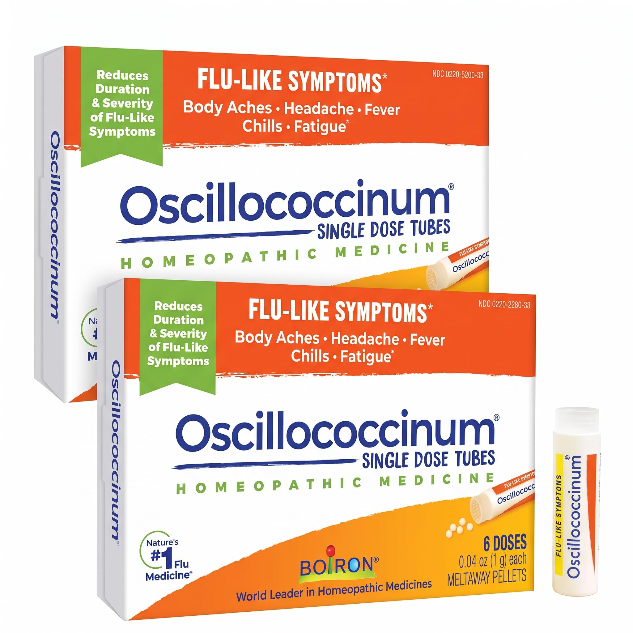 Boiron Oscillococcinum for Relief from Flu-Like Symptoms of Body Aches, Headache, Fever, Chills, and Fatigue - 6 Count (Pack of 2)
