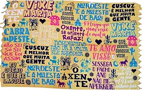 Canga Girias Nordestina, Estilo Moderno, Cor Areia e Multicolorido, Tema Cultural Brasileiro, Tipografia Artística Nordestinas