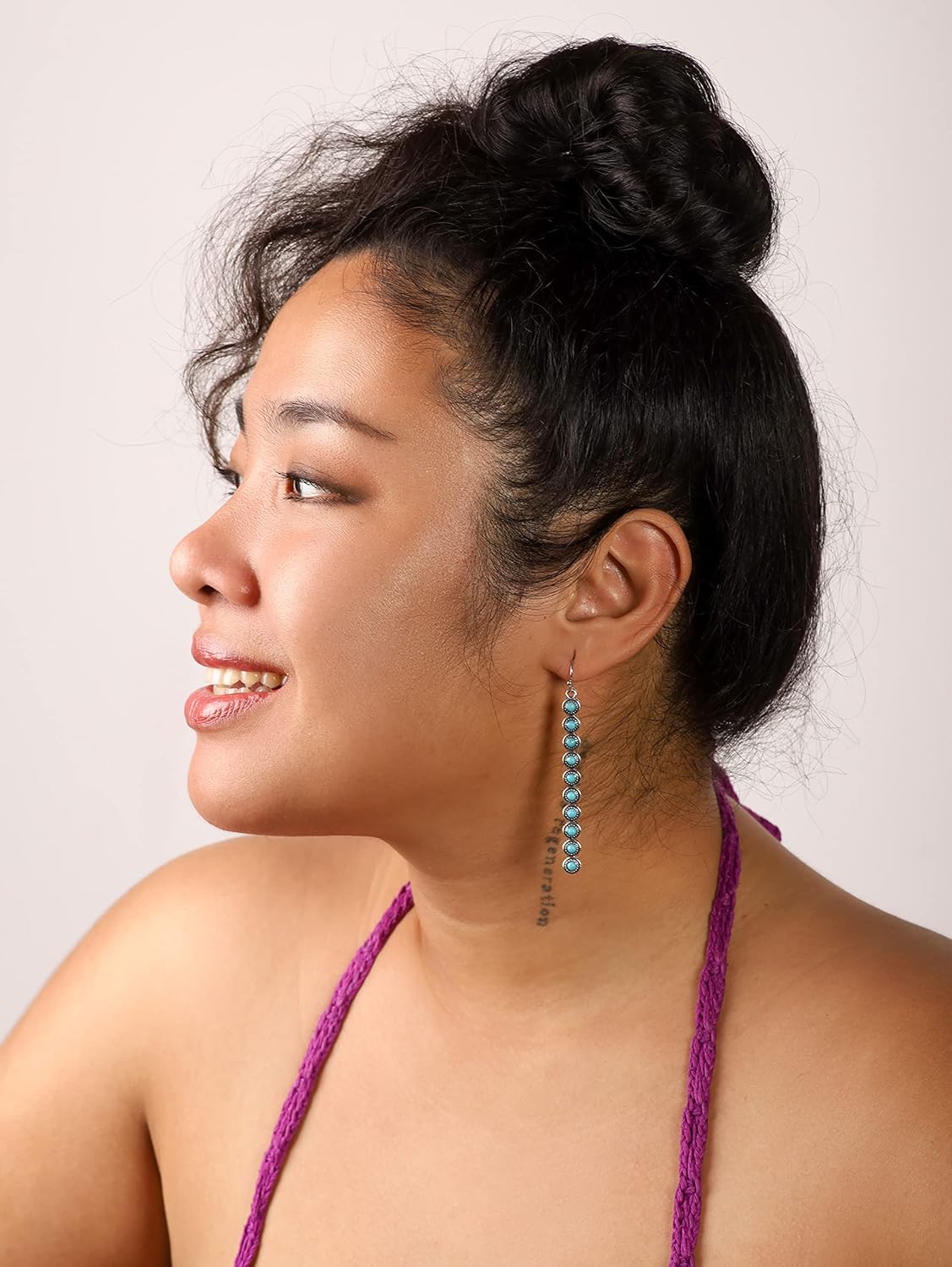 MINACHI Ethnic Bohemian Created Turquoise Dangle Drop Earrings, Vintage Boho Hippie Jewelry Gift for Women - Image 6