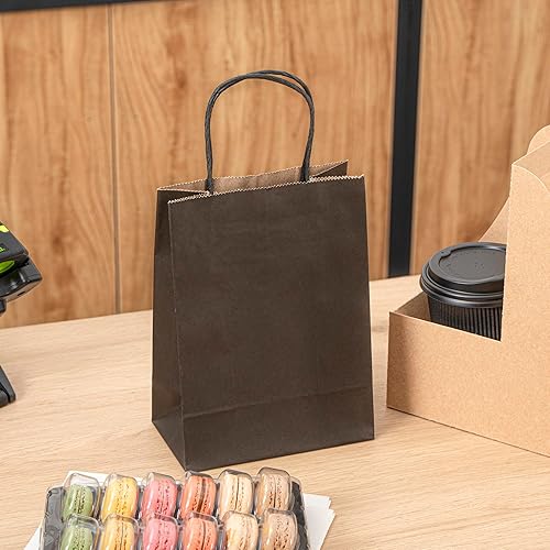 Miniatura 4 de Saving Nature - Bolsa pequeña de papel negro, con asas, 6 x 3 14 x 8 14 pulgadas, caja de 100 unidades