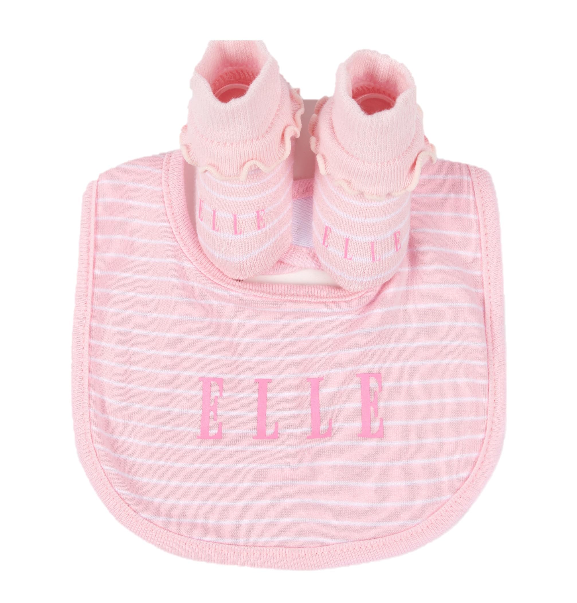 ELLE Newborn ELL0408458 Elle Toddler Stripe Bib And Bootie Set