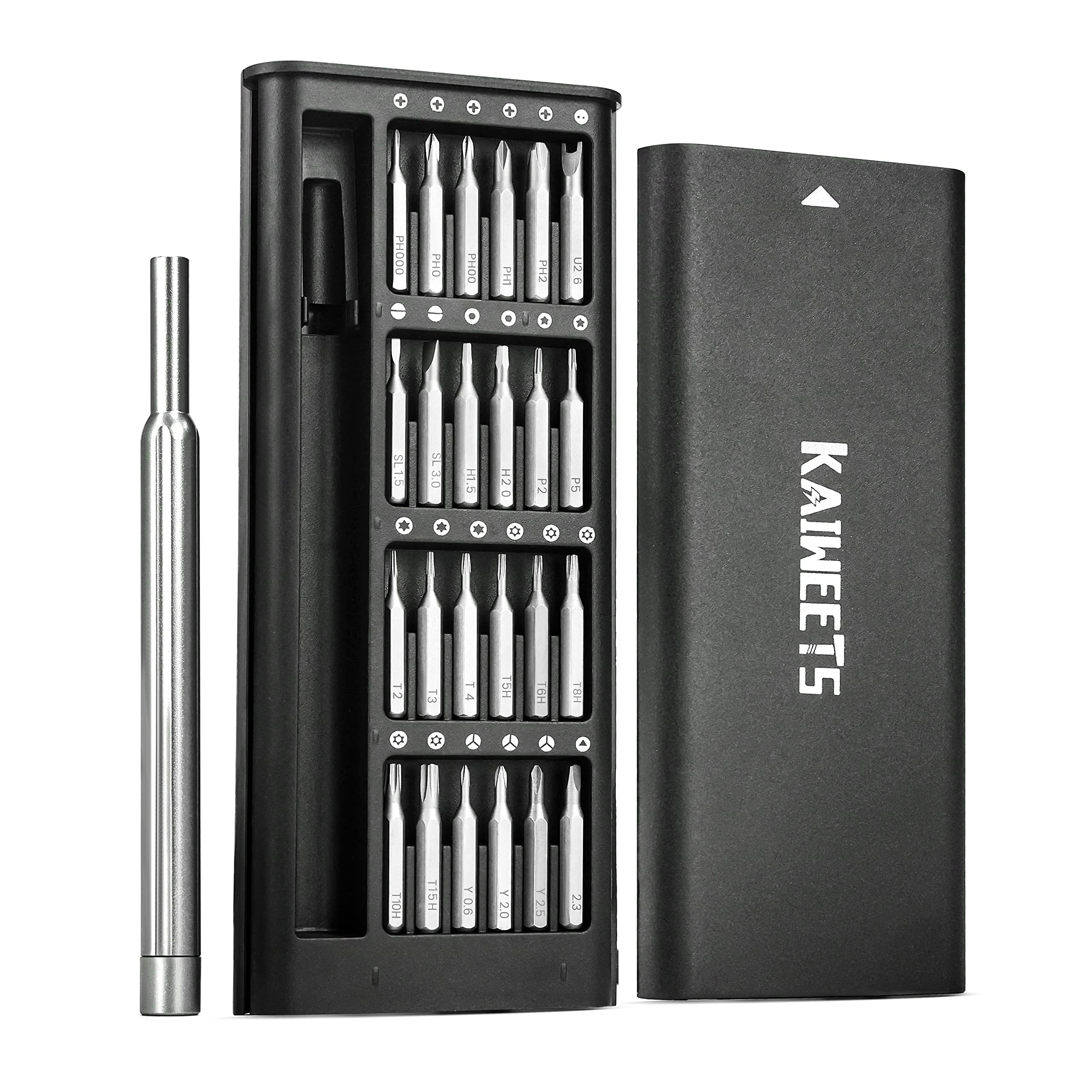 KAIWEETS 24 in 1 Mini Screwdriver Set, Precision Screwdriver Set, Portable Torx Hex Screw Driver with 24 S2 Magnetic Bits, Repair Tool Kit for Laptop, PC, Glasses, Jewelry, Watch, Smartphone
