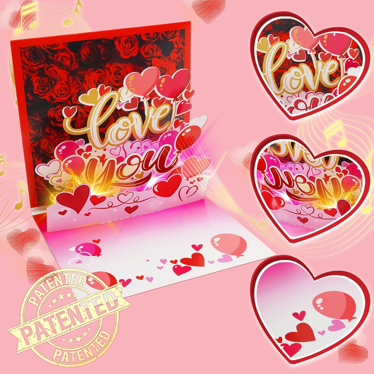 Valentine’s Day Card, Musical Pop up Cards, Anniversary Card with Light and Music, Romantic Greeting Card for Women Men Children, Envelope Included. - Image 3