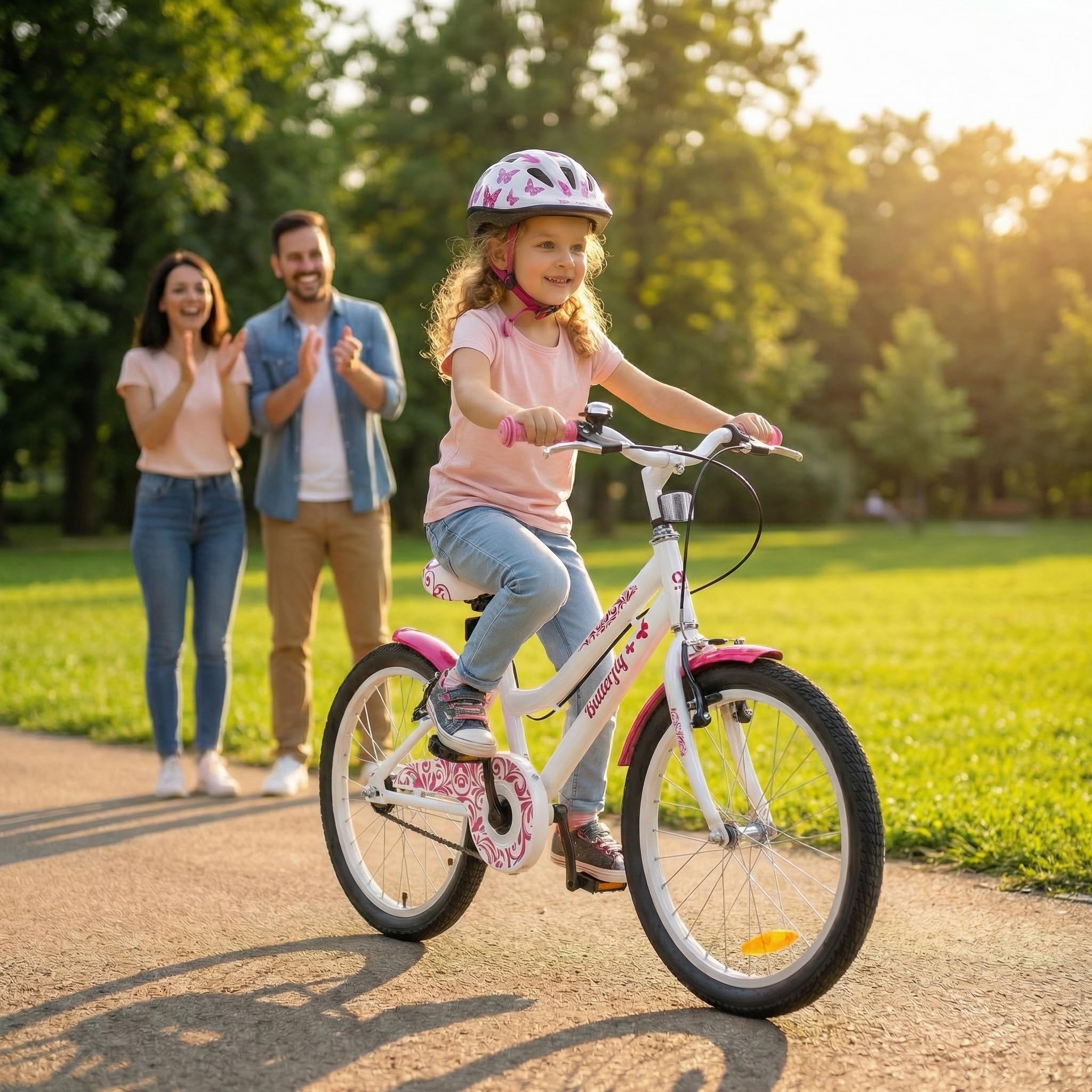 Actionbikes Kinderfahrrad Butterfly | 20 Zoll - V-Brake Bremsen - Schutzblech v. und h. - Kinder Fahrrad für Mädchen - Fahrräder - Kinderrad - Jugendrad - Von 6-9 Jahren