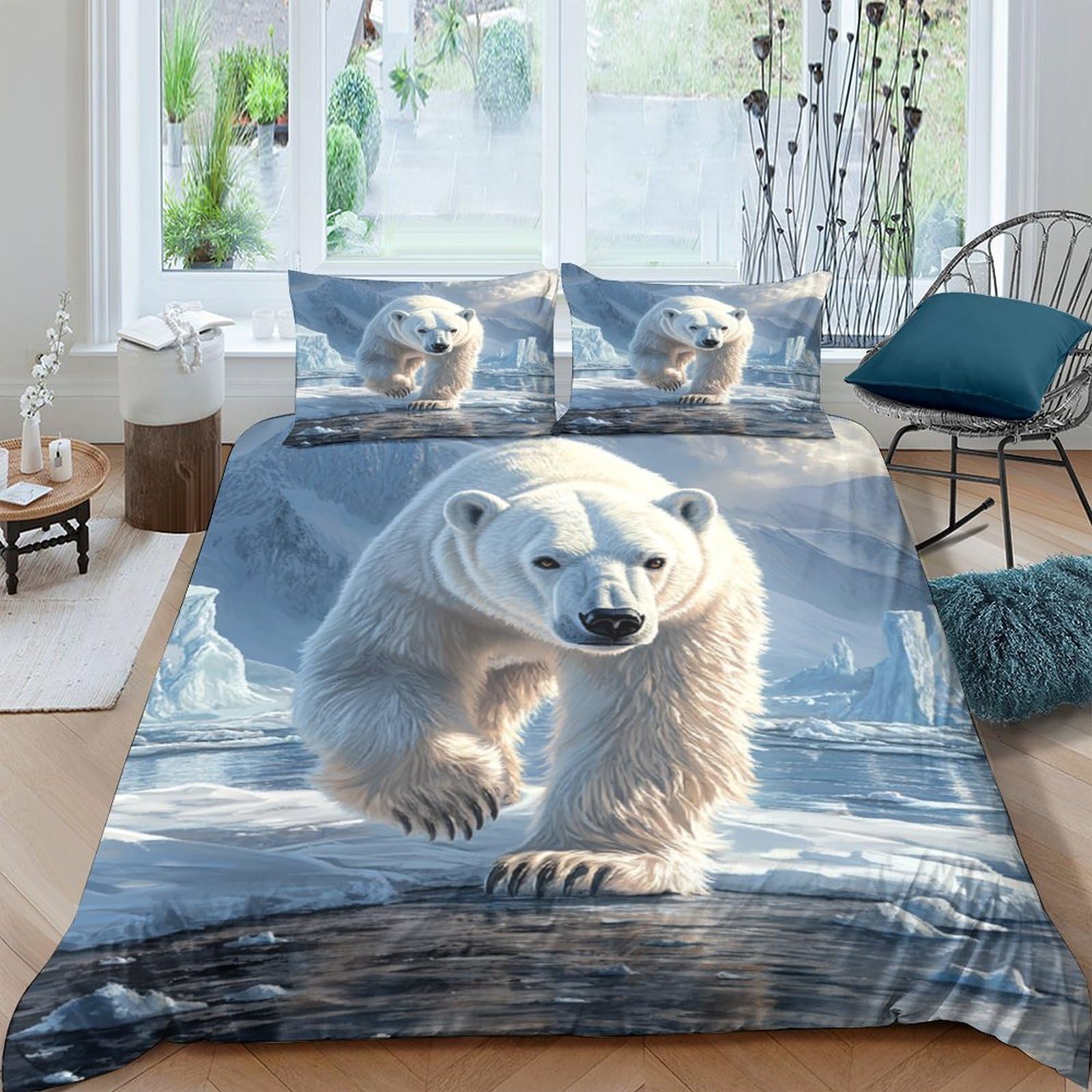 Ctjqhvkz Style-7 3D Printed Polar Bear Fitted Sheet Microfiber Soft Breathable Arctic Ice Bed Cover For Bedroom Guest Room Decor Protection Single（135X200cm）