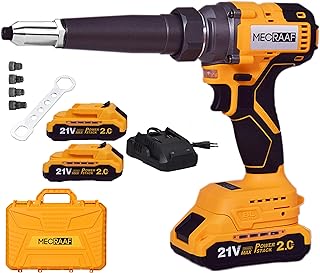 MECRAAF® Compatible Cordless Rivet Gun | Heavy Duty Automatic Portable Riveter with LED Light | 21V 2.0Ah Li-ion Automatic... Price In India