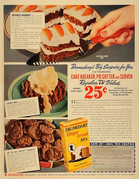 1940 Ad Dromedary Gingerbread Mix Cake Breaker Server