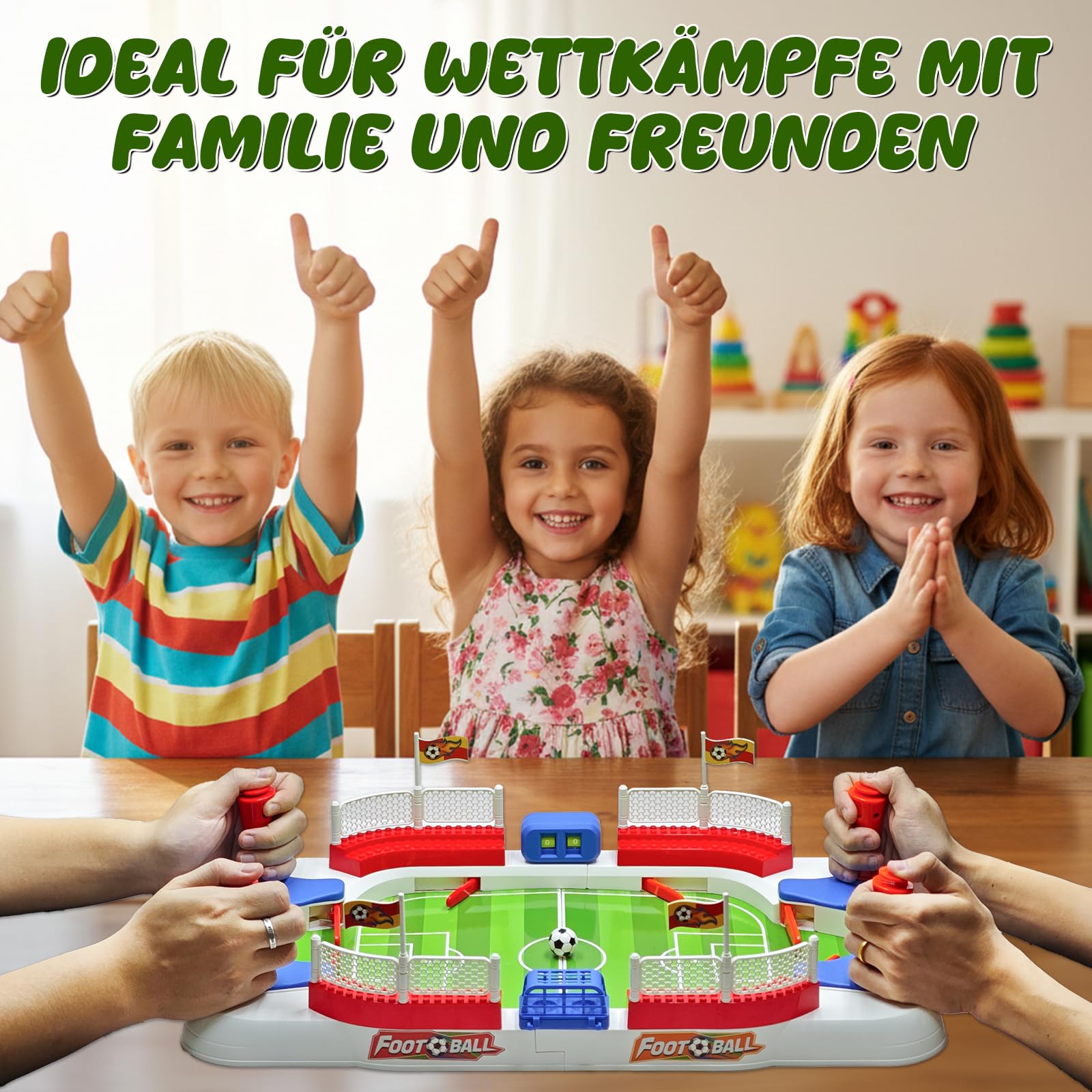 Mini Tischkicker Set, Tischfussball Kinder Brettspiel, Mit 6 Fußball Und Aufbewahrungstasche Handpunktezähler Aufkleber, Interaktives Fussballspiel Zur Geeignet Für Jungen 5-12 Jahre