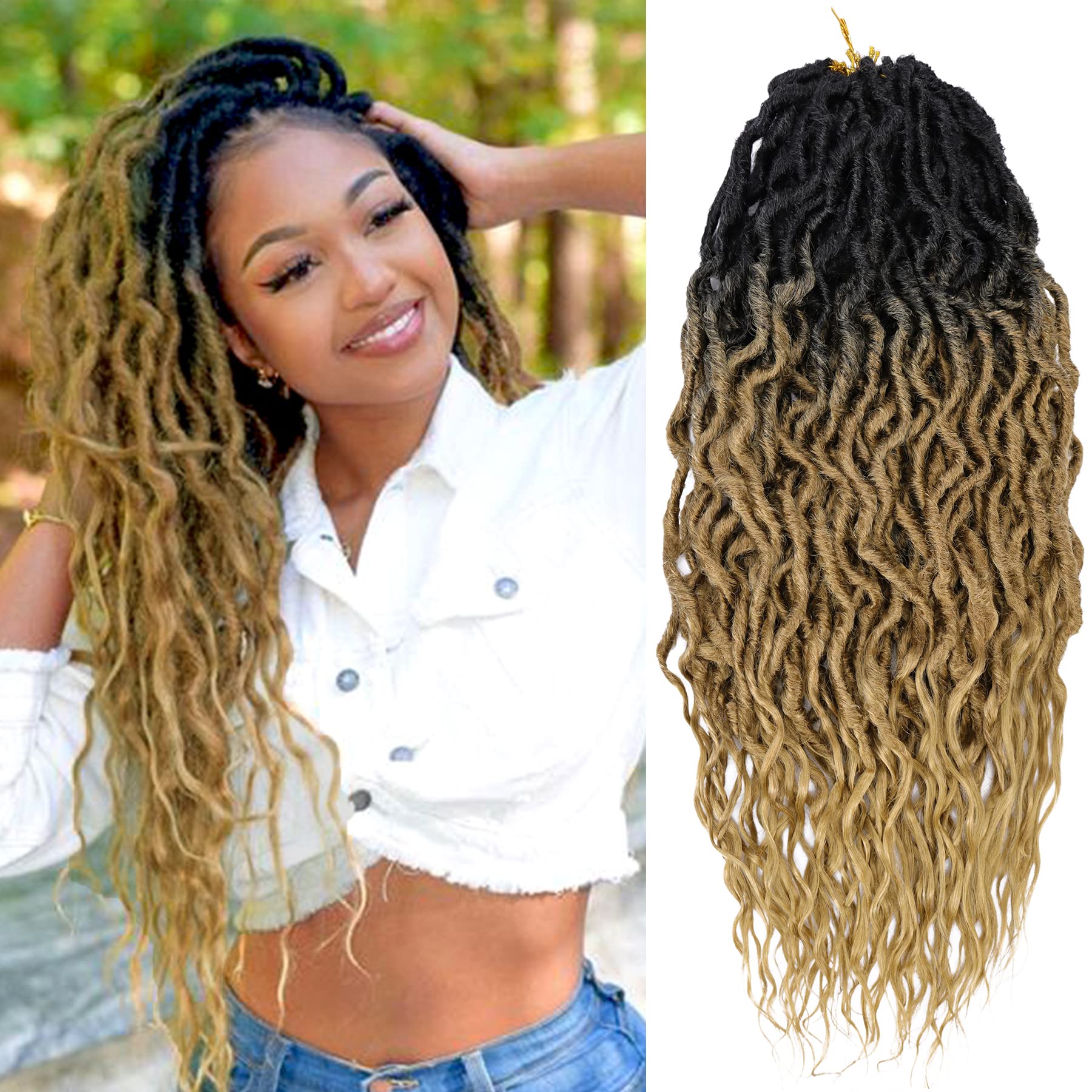 Faux Locs Crochet Hair 24 Inch New Goddess Locs 
