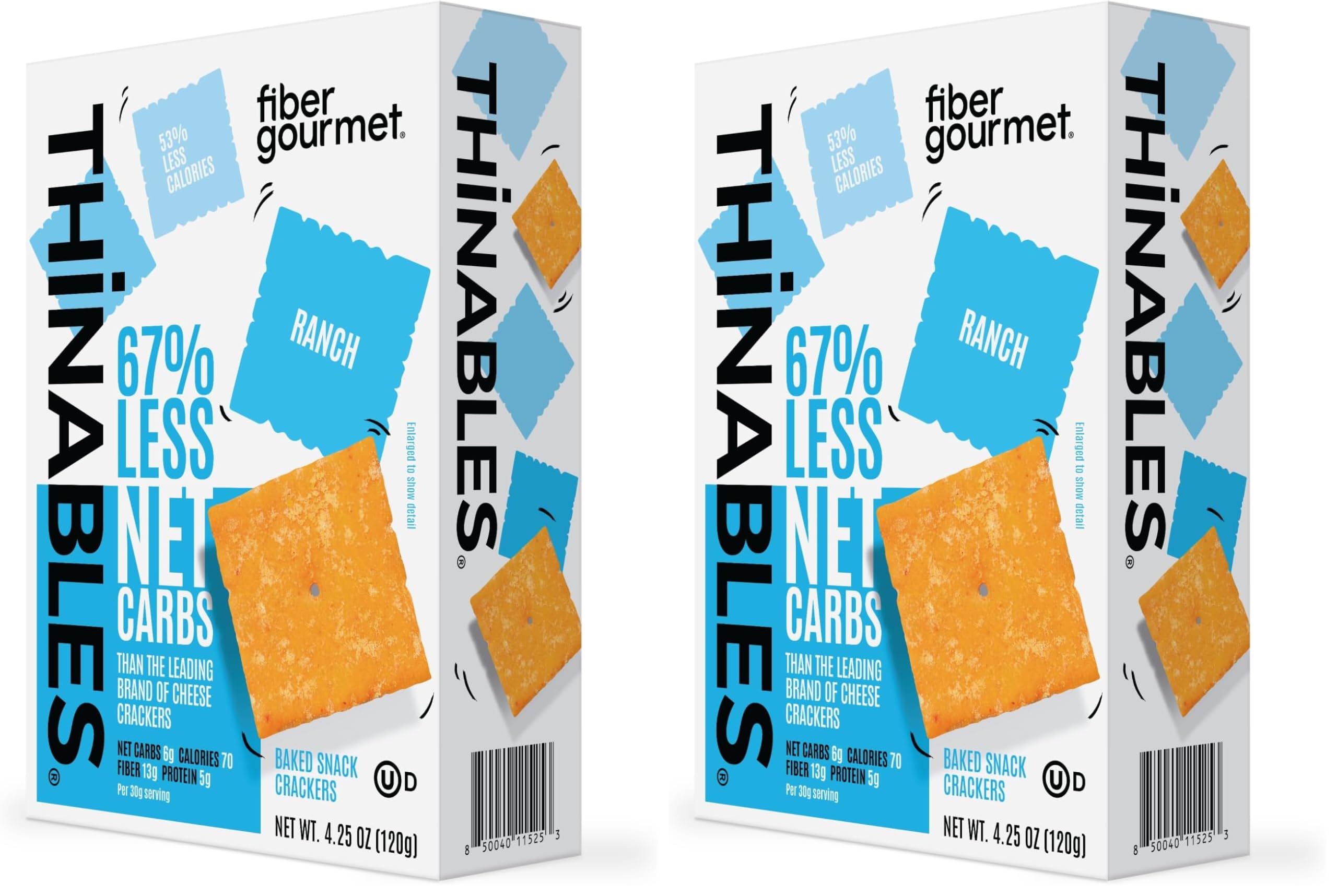 Fiber Gourmet Biscoitos crocantes de queijo sabor Ranch, 2 pacotes de 120 g