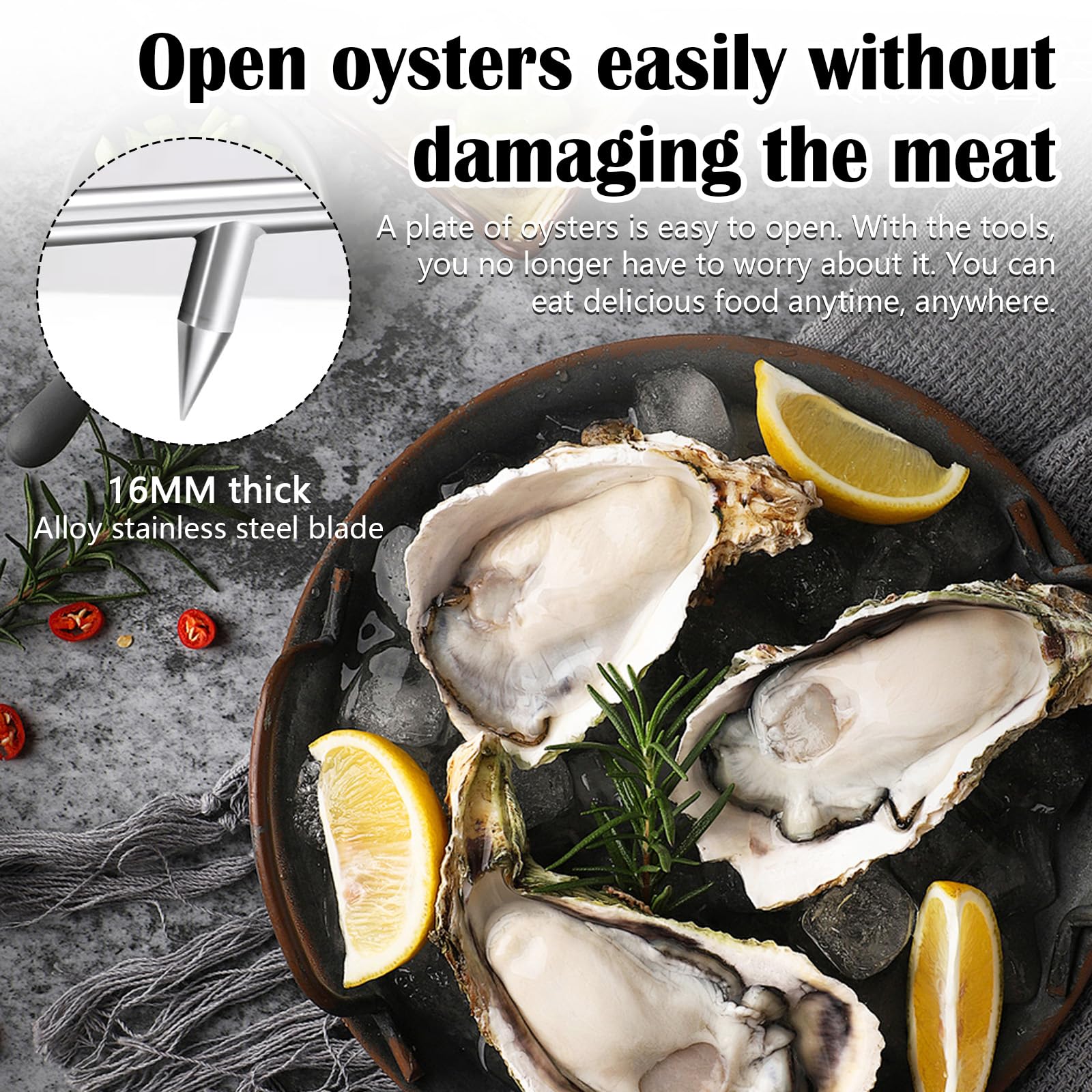 Outil à HuîTres En Acier Inoxydable, Ensemble De Couteaux à HuîTres Ouvre-HuîTres Oyster Shucker Avec Hauteurs RéGlables, Avec 2 Couteaux à HuîTres Et Un Outil De Fruits De Mer De Gant