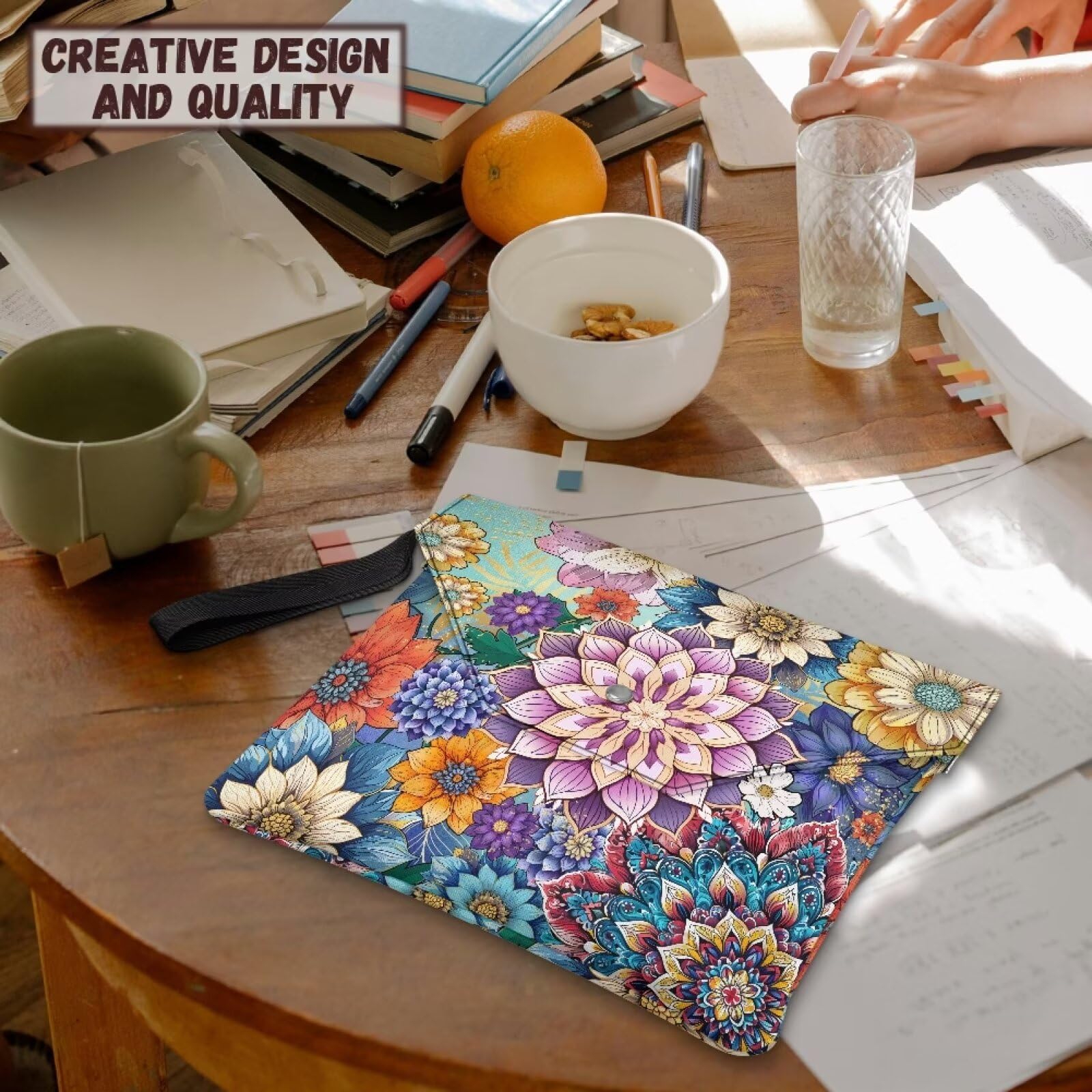 Custodia Per Libri Poceacles Con Cerniera - Motivo Floreale Volpe, Lavabile, 22x29cm - Foto 7