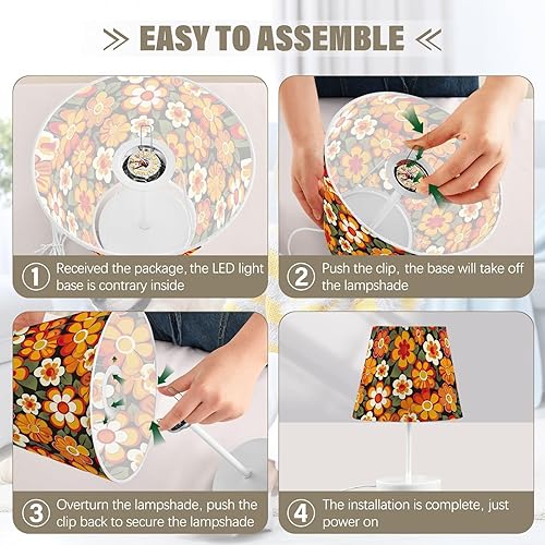 Miniatura 5 de Lámparas de mesita de noche para dormitorio, lámpara de mesita de noche naranja retro con puerto USB