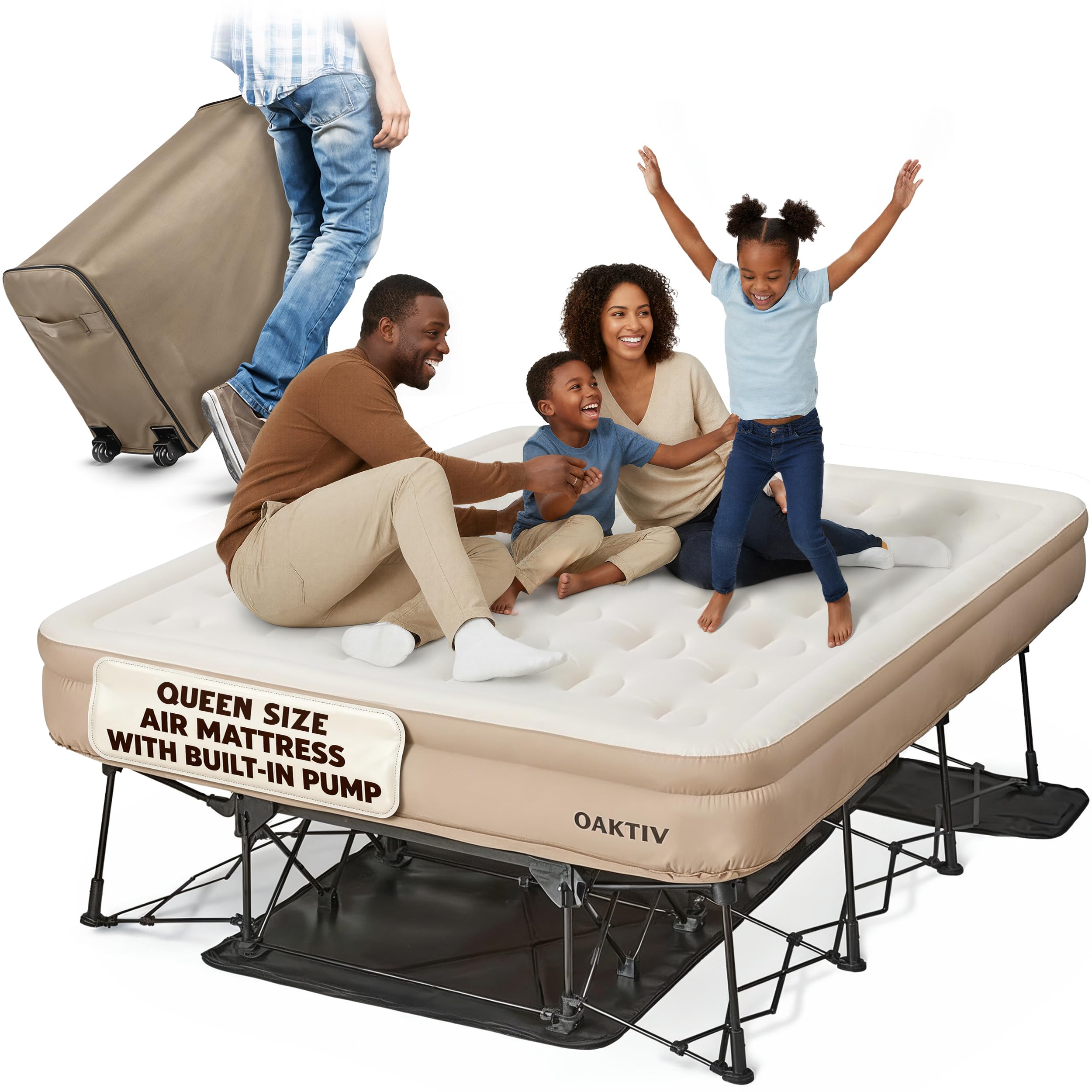 Oaktiv PeakRest Twin Air Mattress with Frame &amp; Built-in Pump