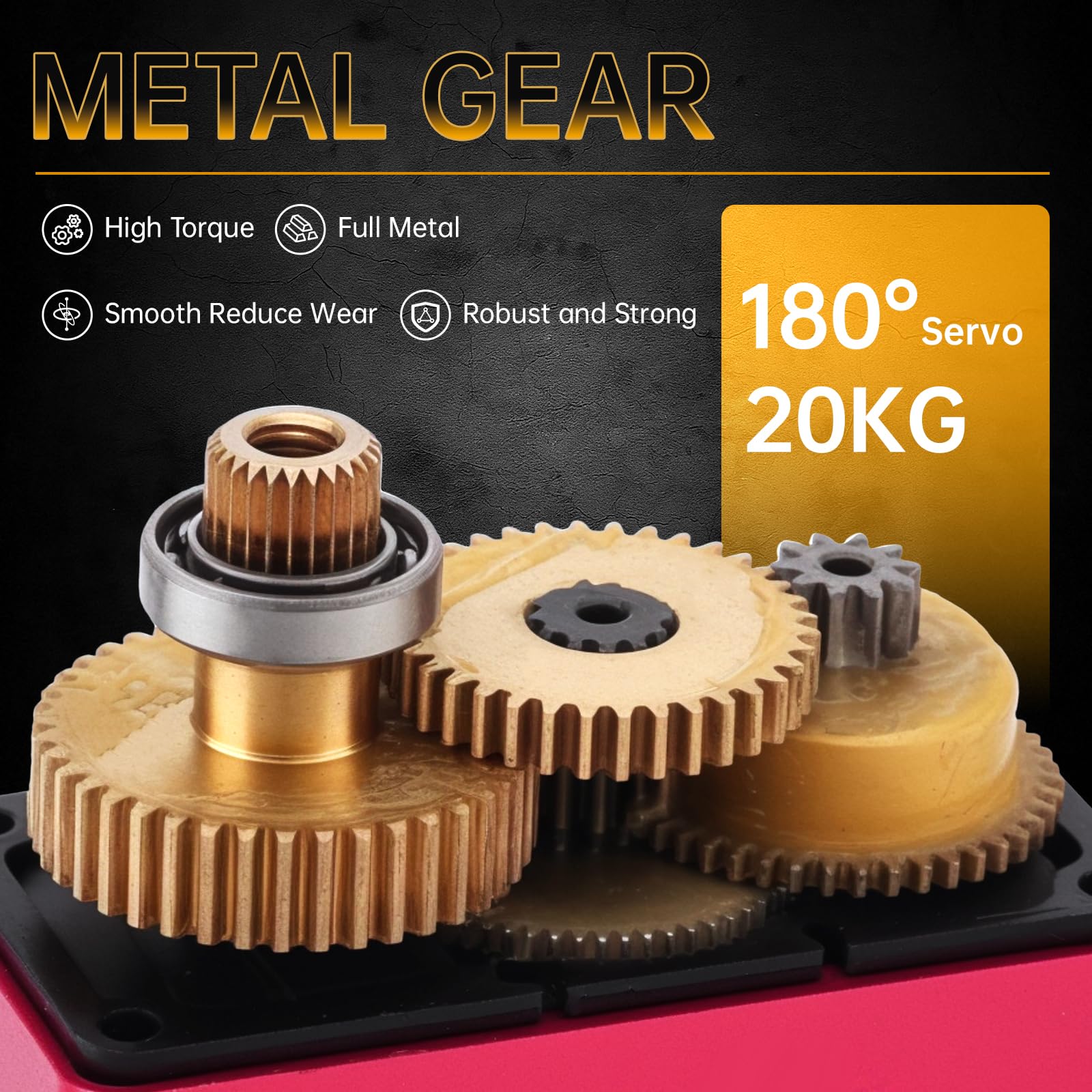 Paquete de 2 servomotores RC de 20 kg de alto par, servo de dirección de engranajes de metal completo con bocina servo de 25T para robot de coche RC de 1/8 1/10, ángulo de control de 180°