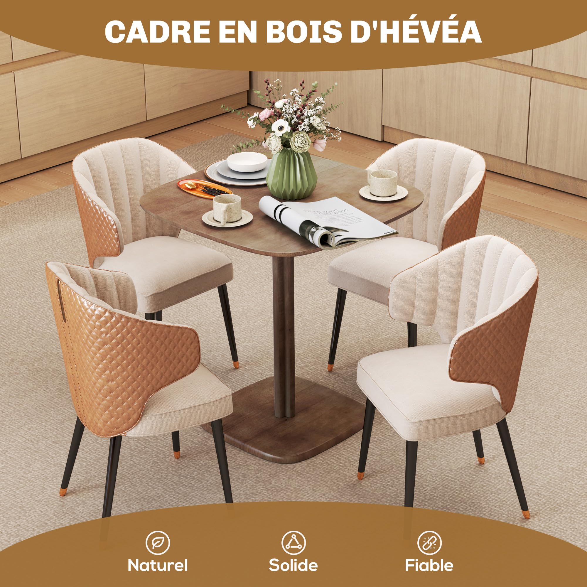 HOMCOM Tavolo da pranzo per 4 persone effetto legno 70x70cm Marrone scuro | Tavolo da cucina moderno