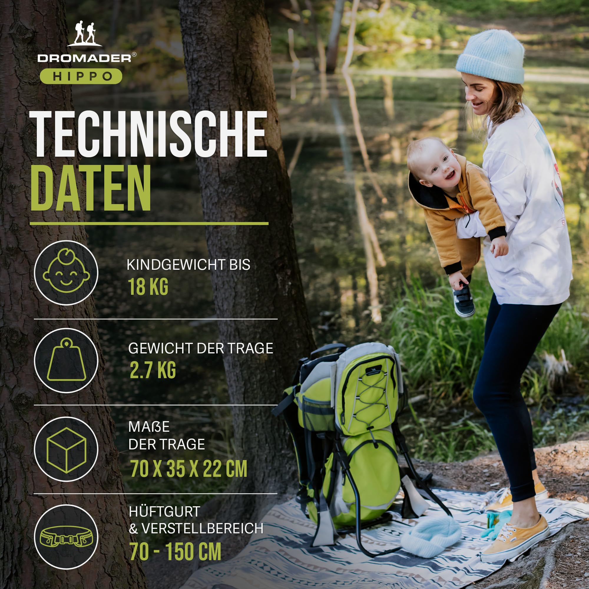 Dromader Kraxe kindertrage bis 22 kg