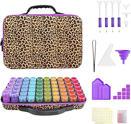 ZORETCO Contenedores de almacenamiento de pintura de diamantes, 60 ranuras para accesorios de pintura de diamantes con herramientas para organizador