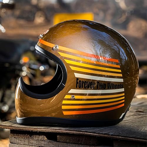 Miniatura 5 de TT&CO - Casco de motocicleta retro Toecutter Rainbow Casco de cara completa aprobado por DOT Casco para Moto