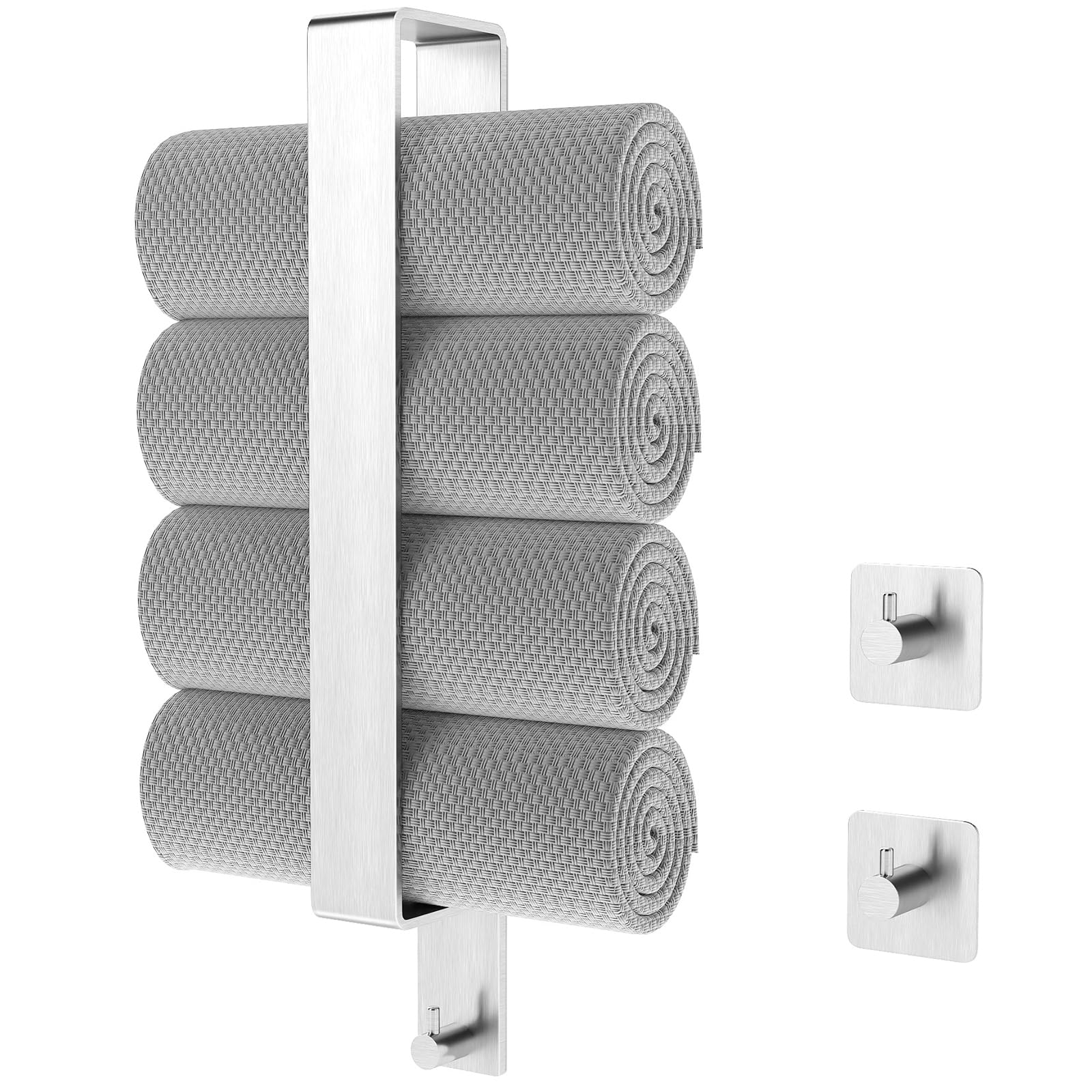 Handtuchhalter Ohne Bohren, Bethom 41CM Gästehandtuchhalter Selbstklebend, Edelstahl Handtuchhalter Gebürstetes Nickel mit 2 Handtuchhaken, Handtuch Halter Wandmontage für Badezimmer