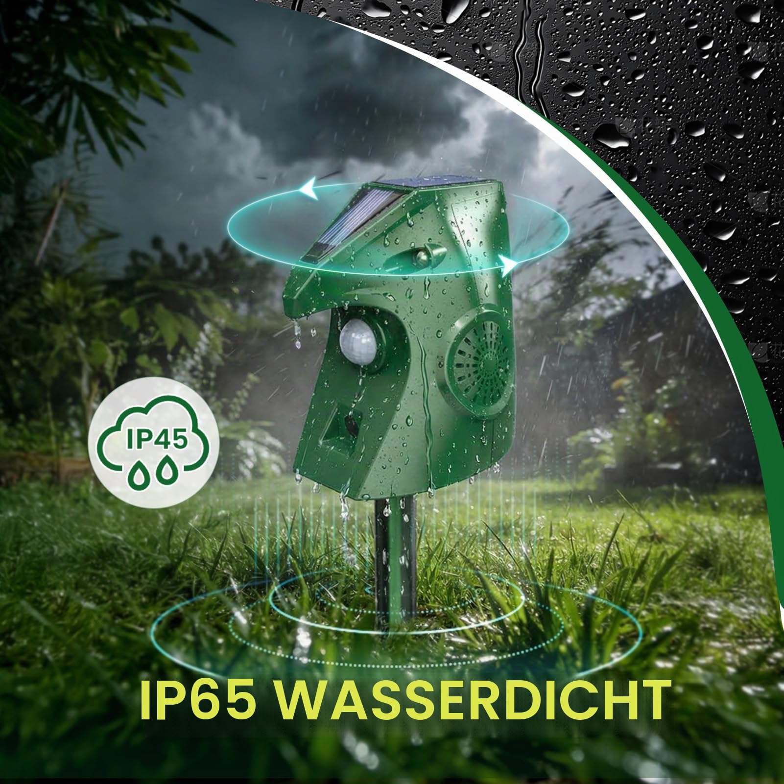 Katzenschreck für Garten, 2 Modi Katzenschreck Ultraschall mit Blinklicht, Solarbetriebene Katzenabwehr und Marderschreck, Automatisch Wasserdicht Tiervertreiber für Katzen, Tauben, Kaninchen