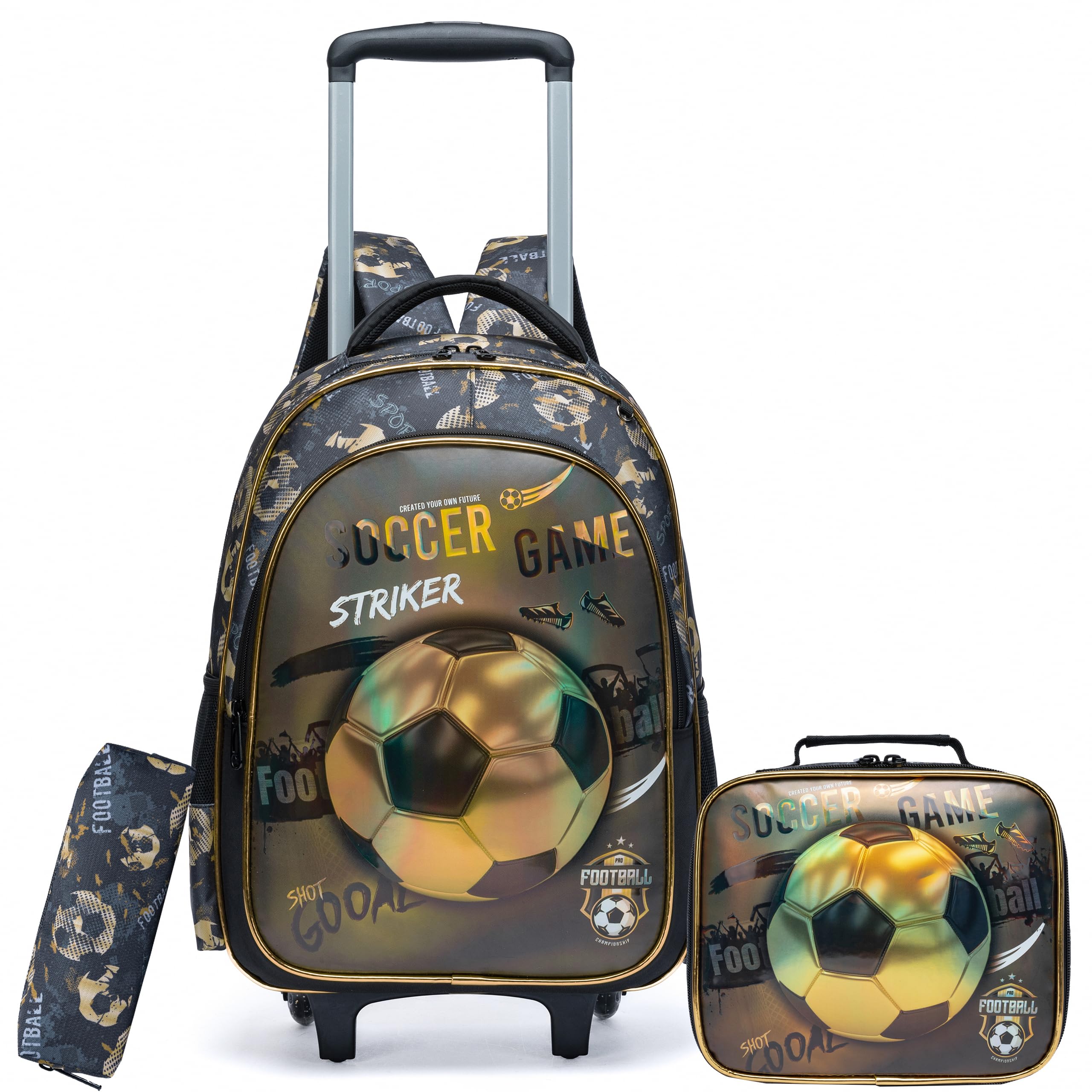 HTgroce Mochila Escolar Con Ruedas Niña Trolley Escolar para Niñas con Bolsa de Almuerzo Estuche