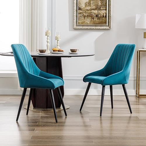 Miniatura 6 de DUHOME Juego de 2 sillas de comedor, silla decorativa tapizada copetuda, silla de ocio con respaldo alto de mediados de siglo, silla de terciopelo
